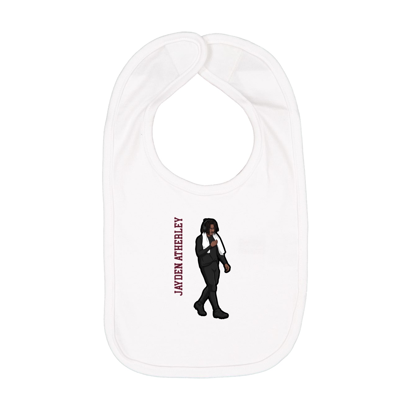 Infant Bib — Name Vertical in White