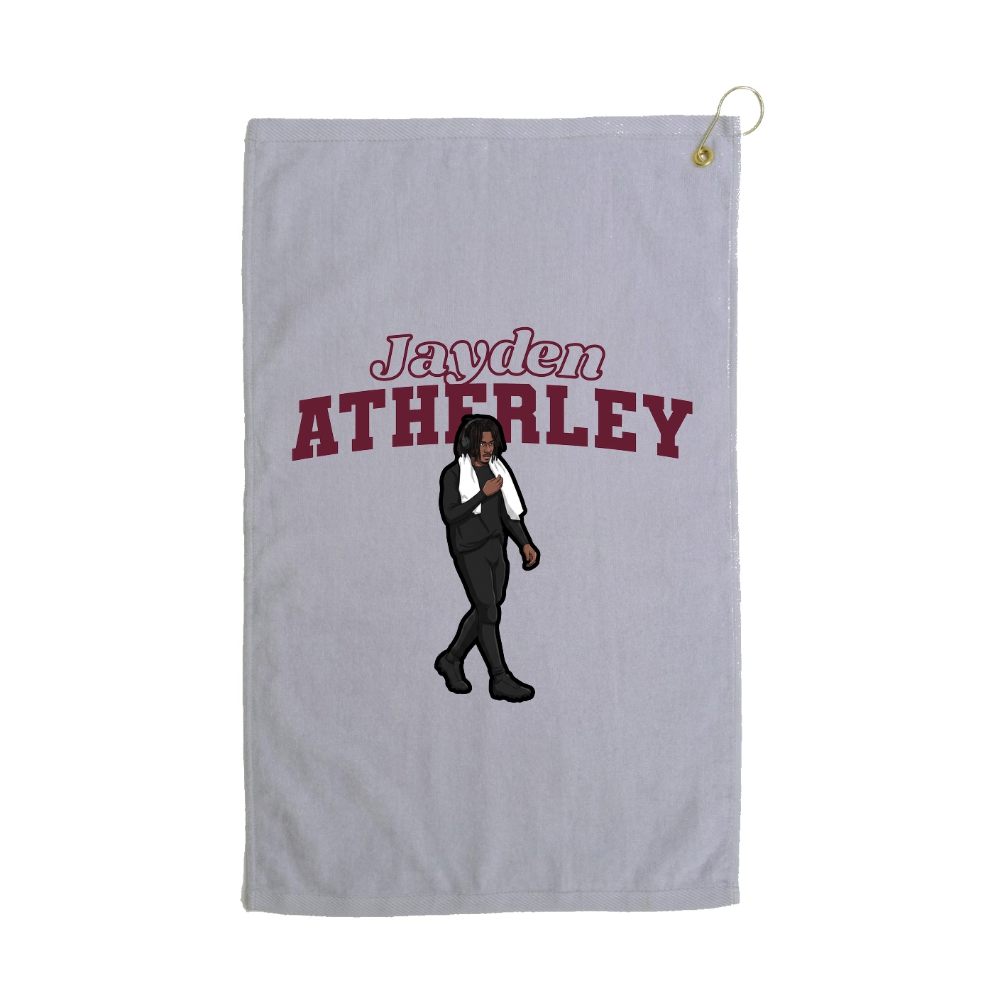 Golf Towel — Name Arch in Grey