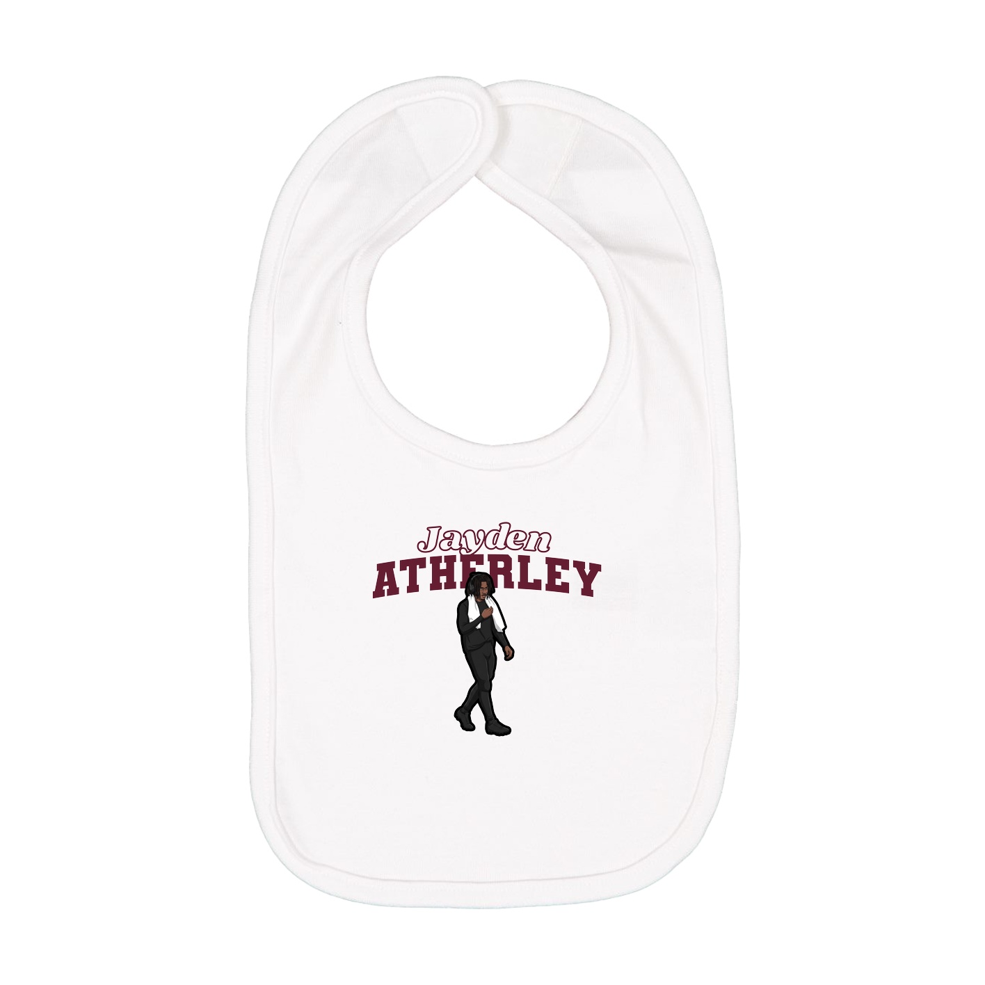 Infant Bib — Name Arch in White