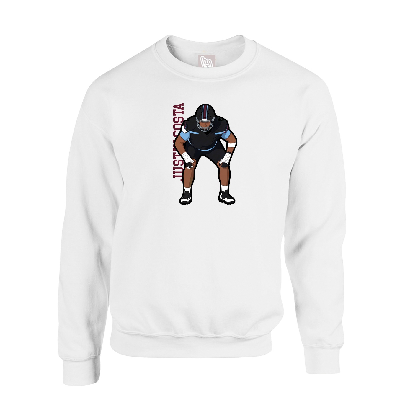 Fleece Crew — Name Vertical in White