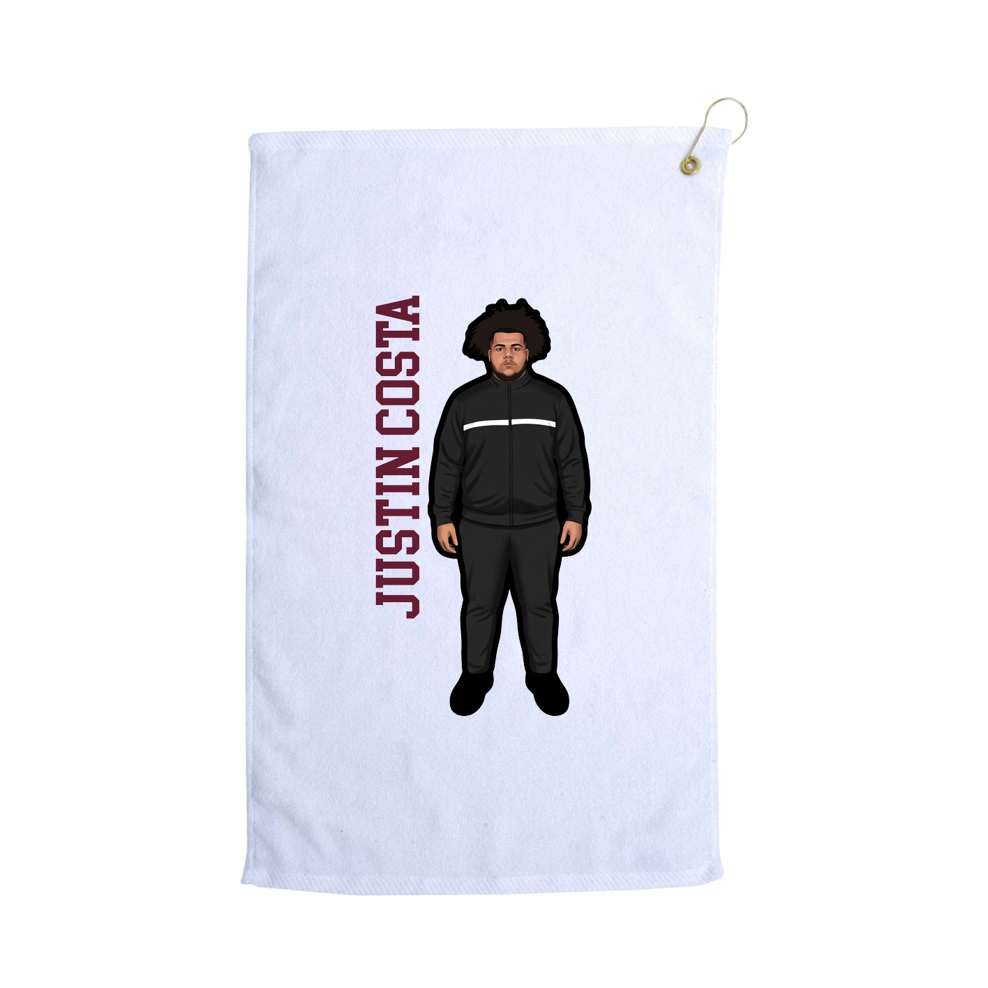 Golf Towel — Name Vertical in White