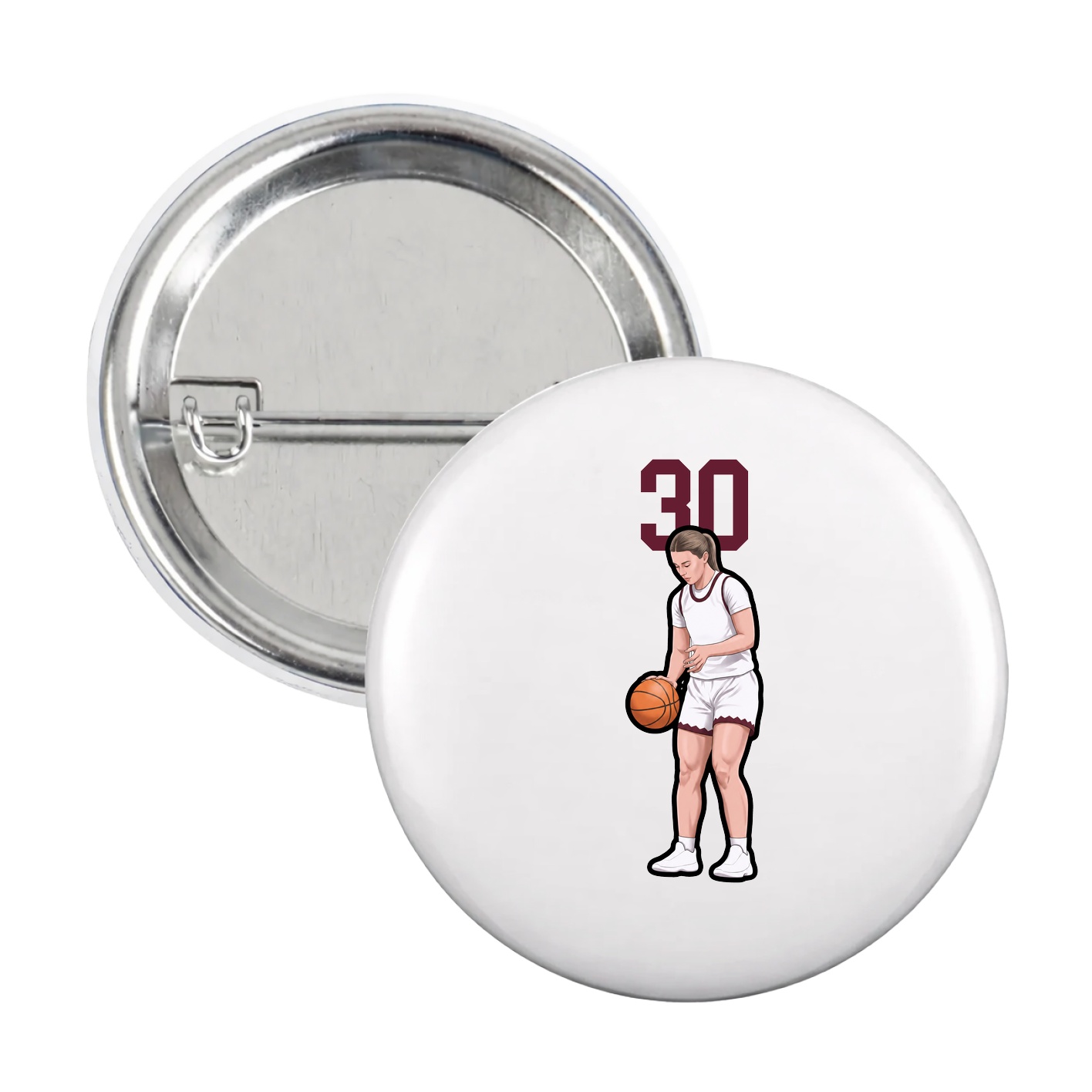 Game Day Button — Number Top in White