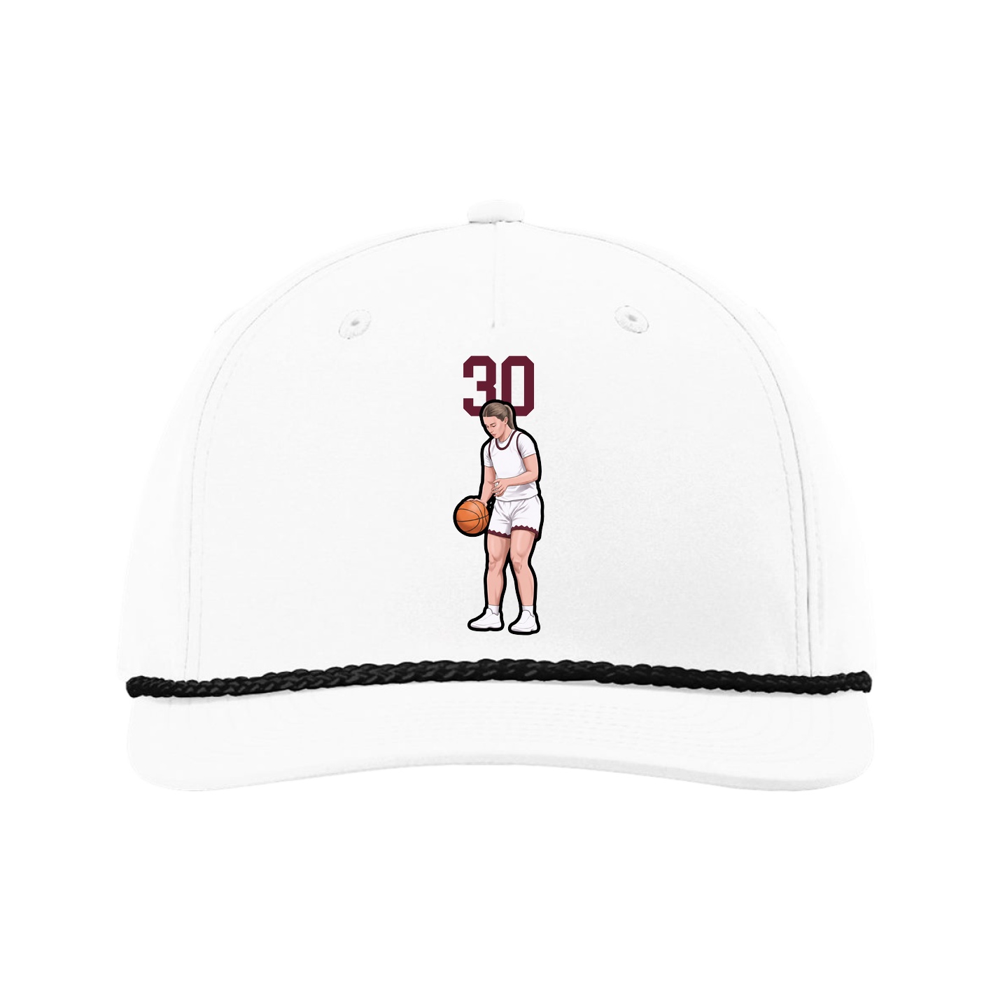 Five-Panel Classic Rope Cap — Number Top in White