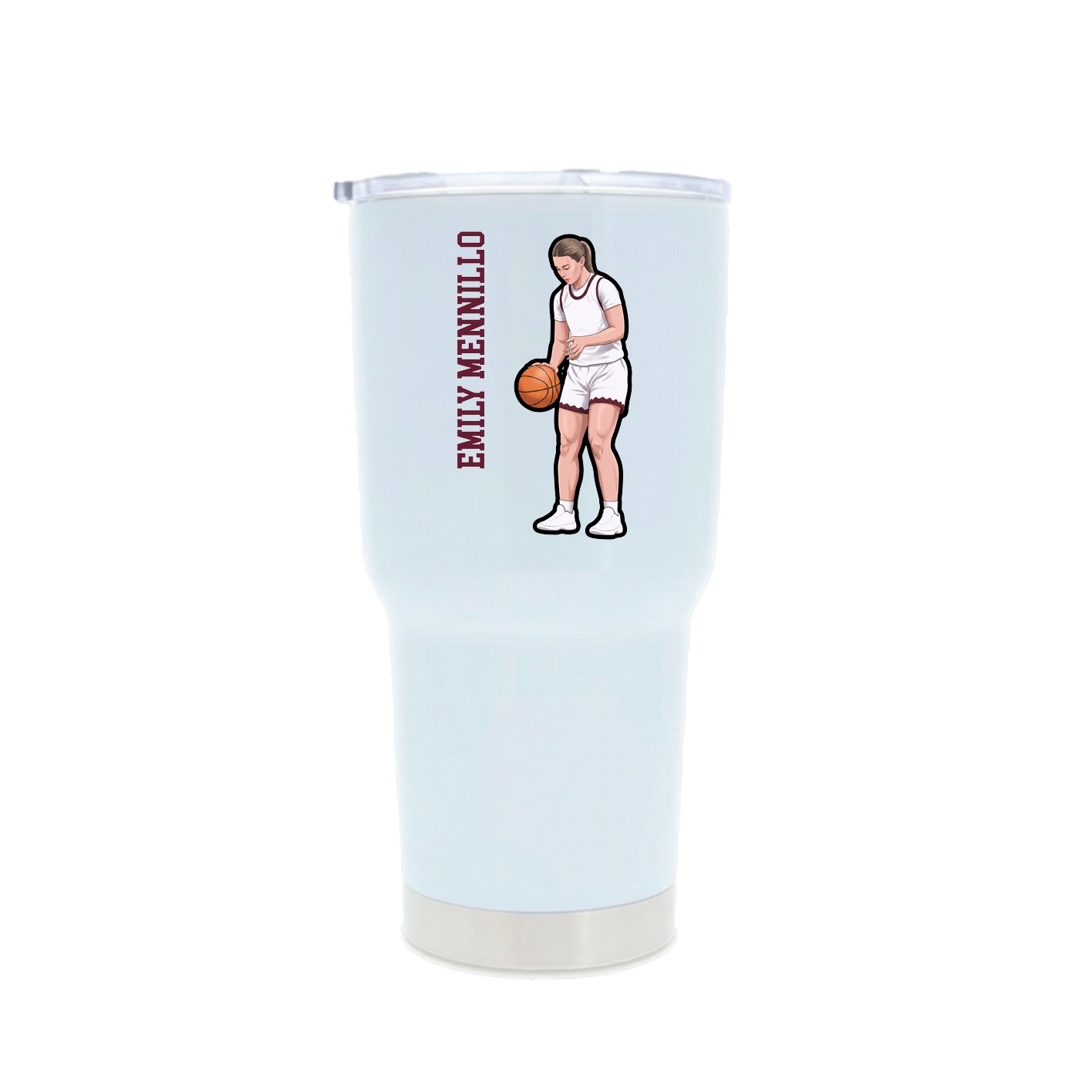 30oz Stainless Steel Tumbler — Name Vertical in White