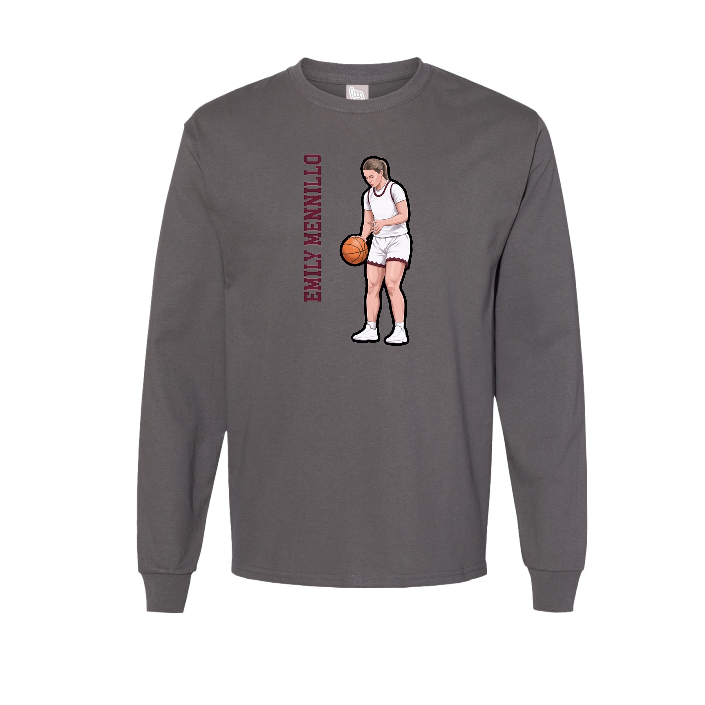 Long Sleeve Tee — Name Vertical in Grey