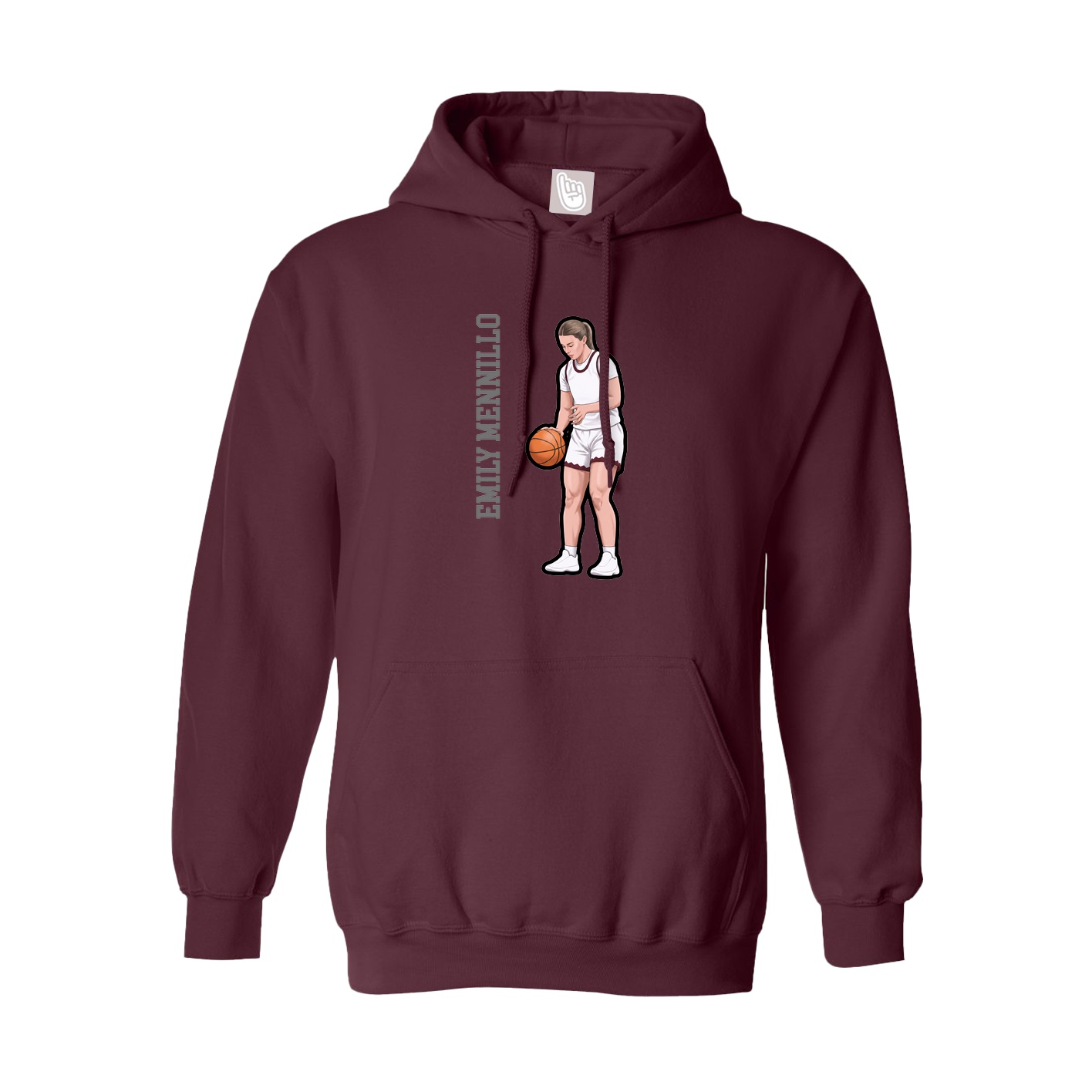 Hoodie — Name Vertical in Maroon
