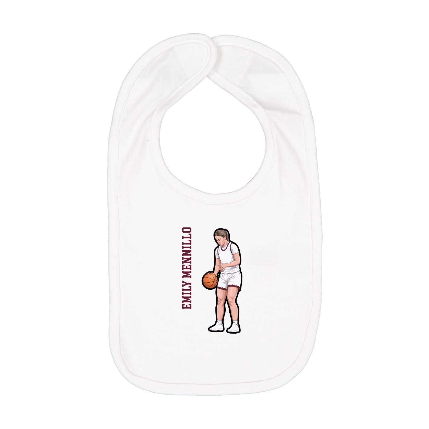 Infant Bib — Name Vertical in White