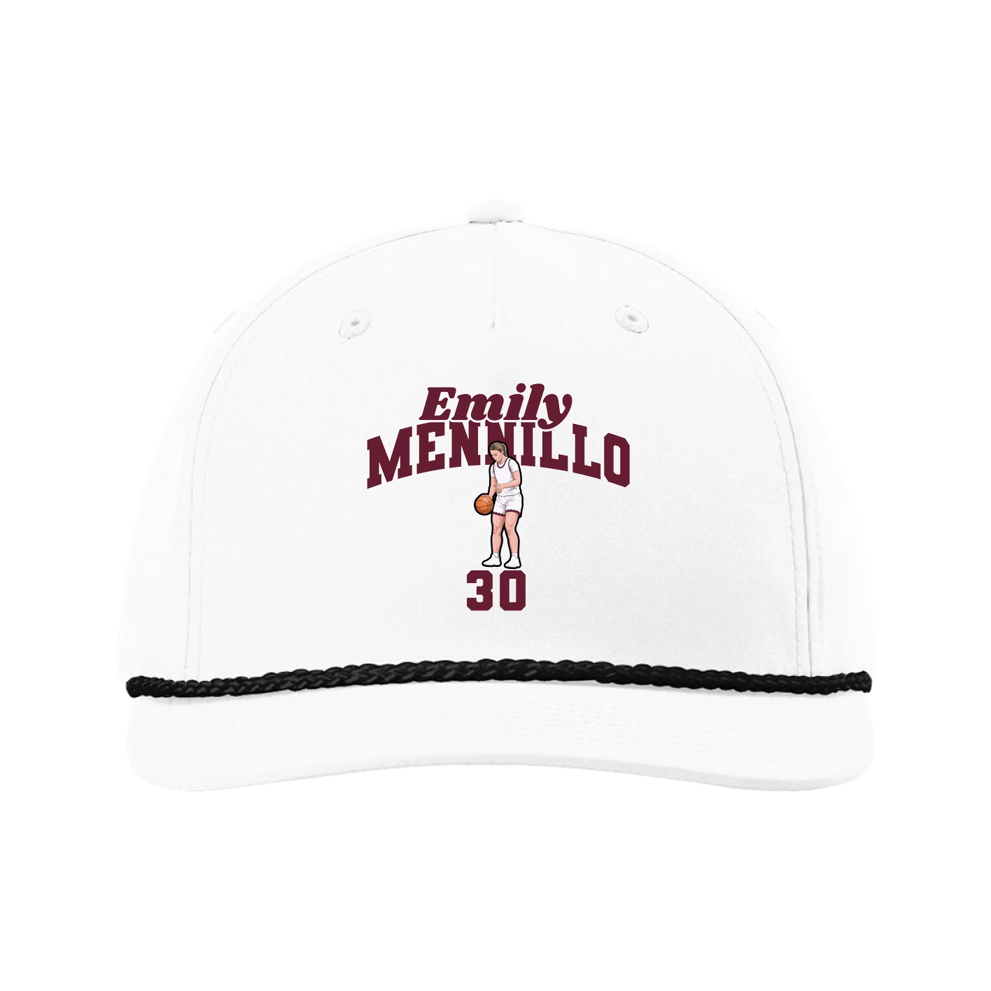 Five-Panel Classic Rope Cap — Signature Arch in White
