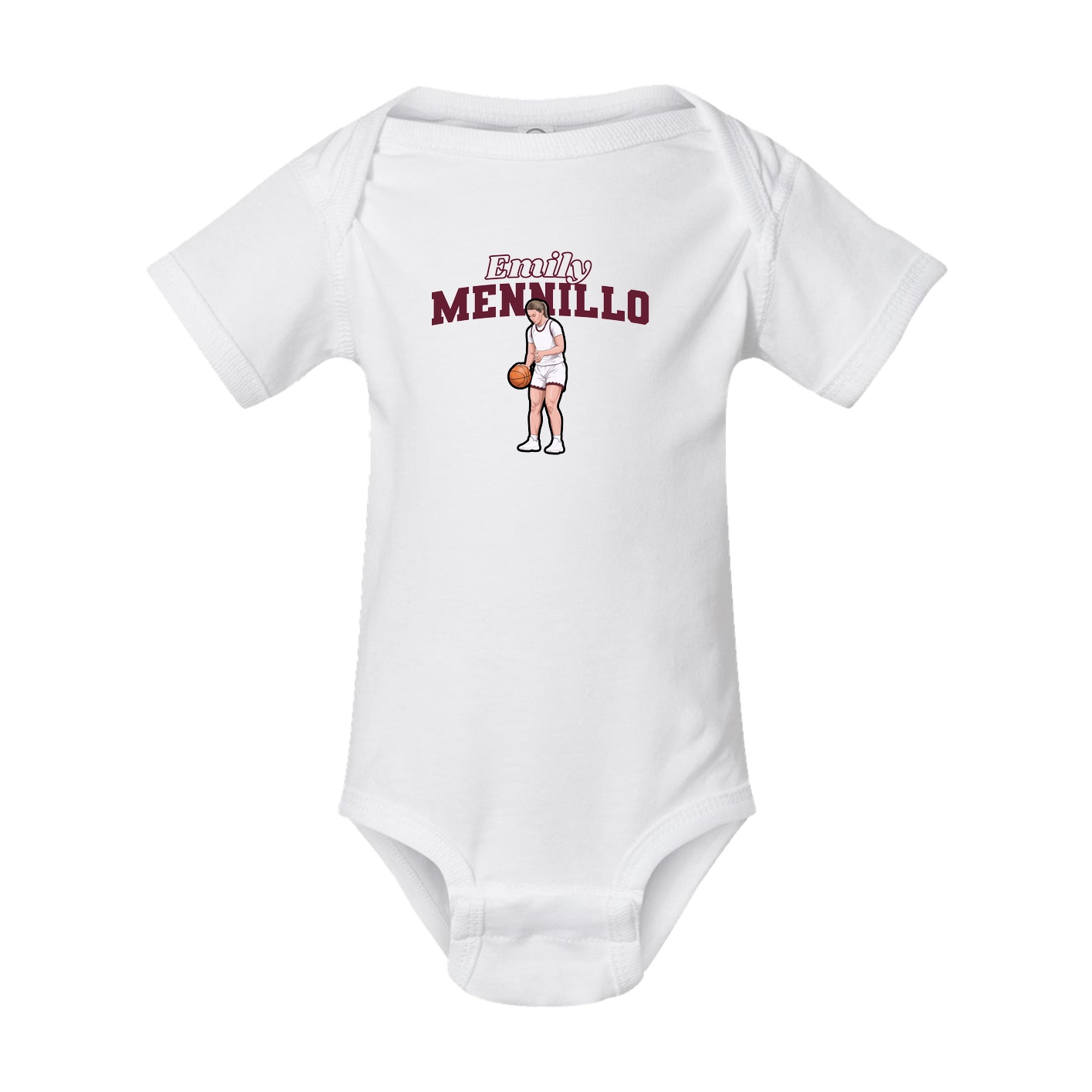 Baby Onesie — Name Arch in White