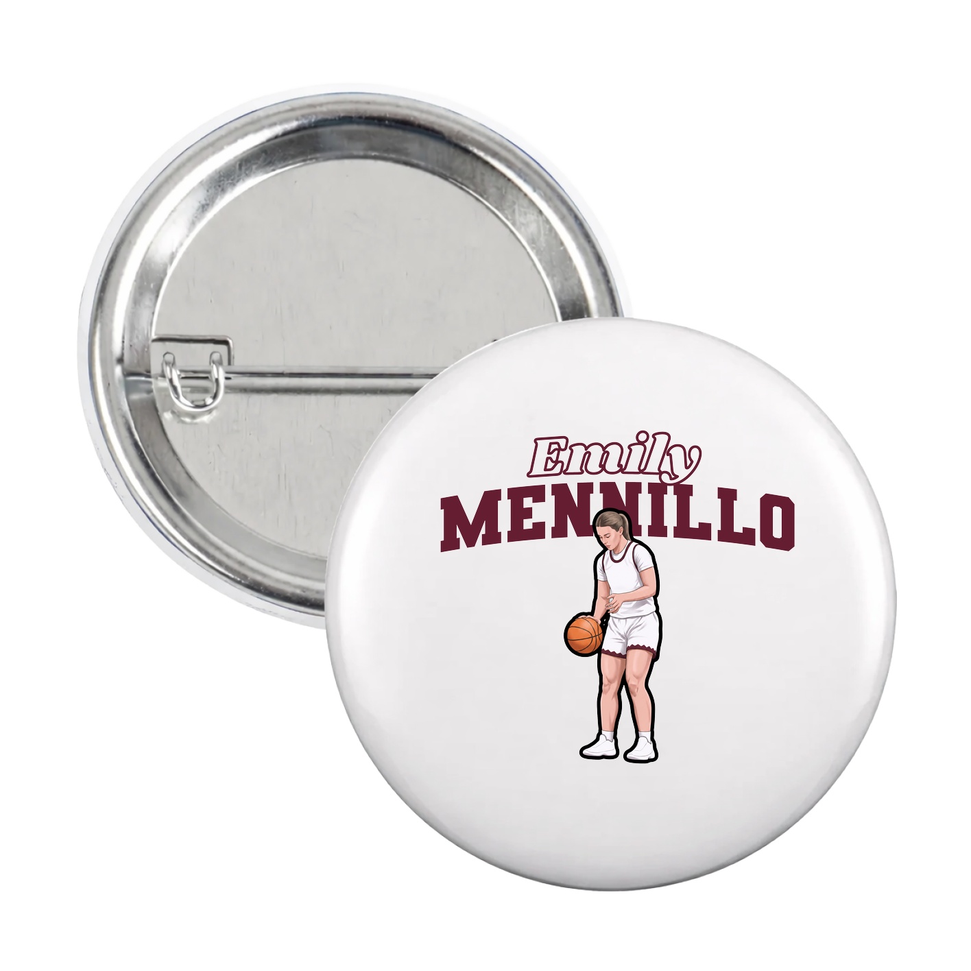 Game Day Button — Name Arch in White