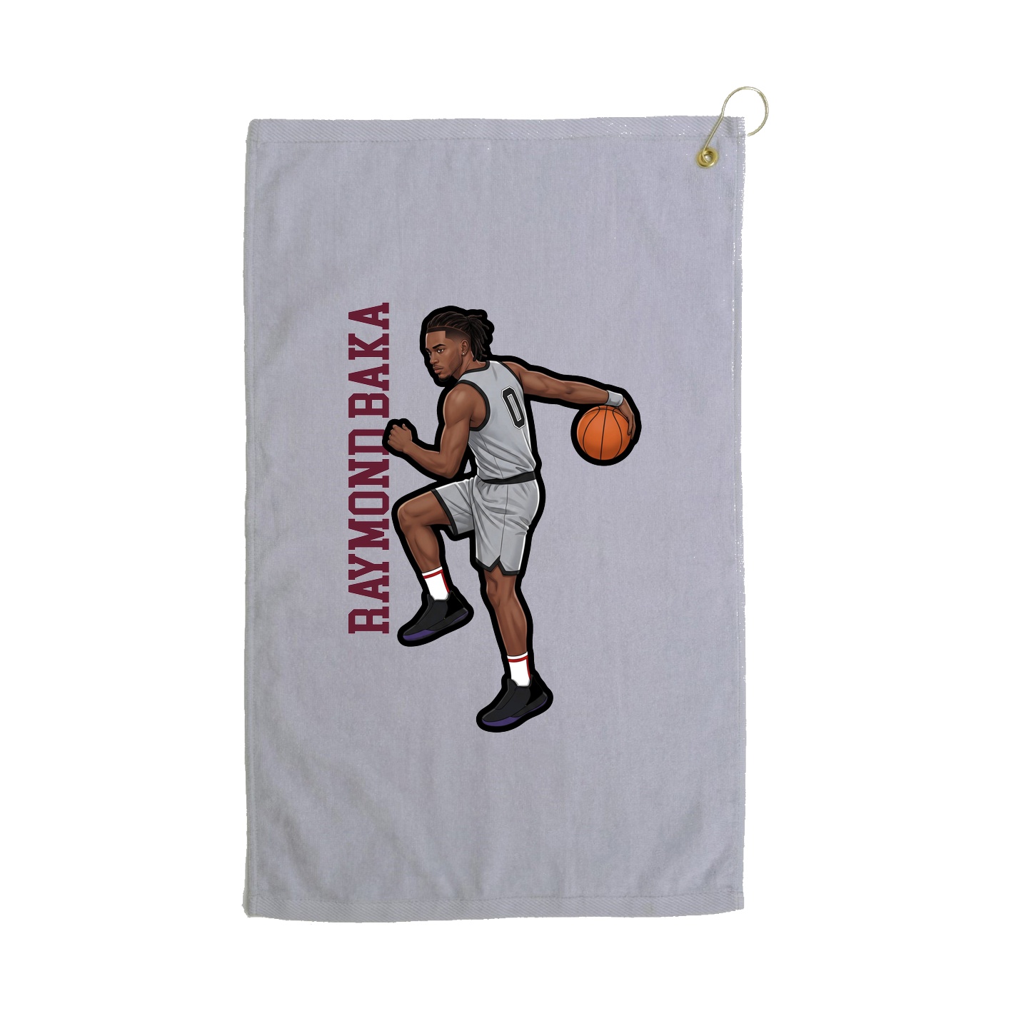 Golf Towel — Name Vertical in Grey