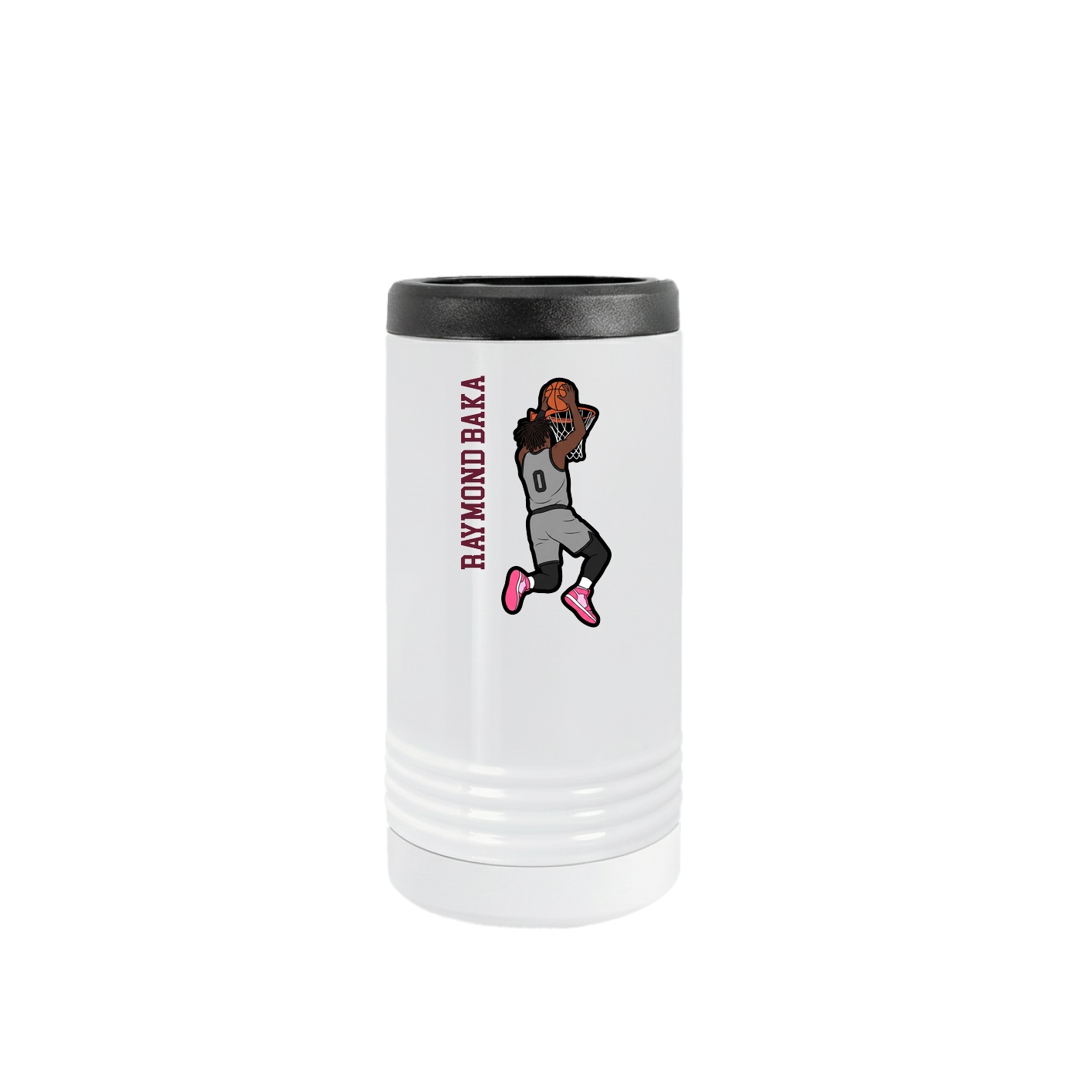 Slim Beverage Holder — Name Vertical in White
