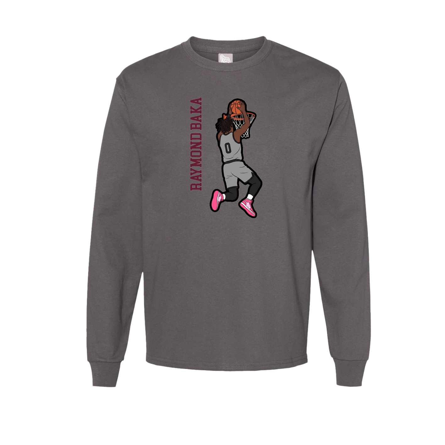 Long Sleeve Tee — Name Vertical in Grey