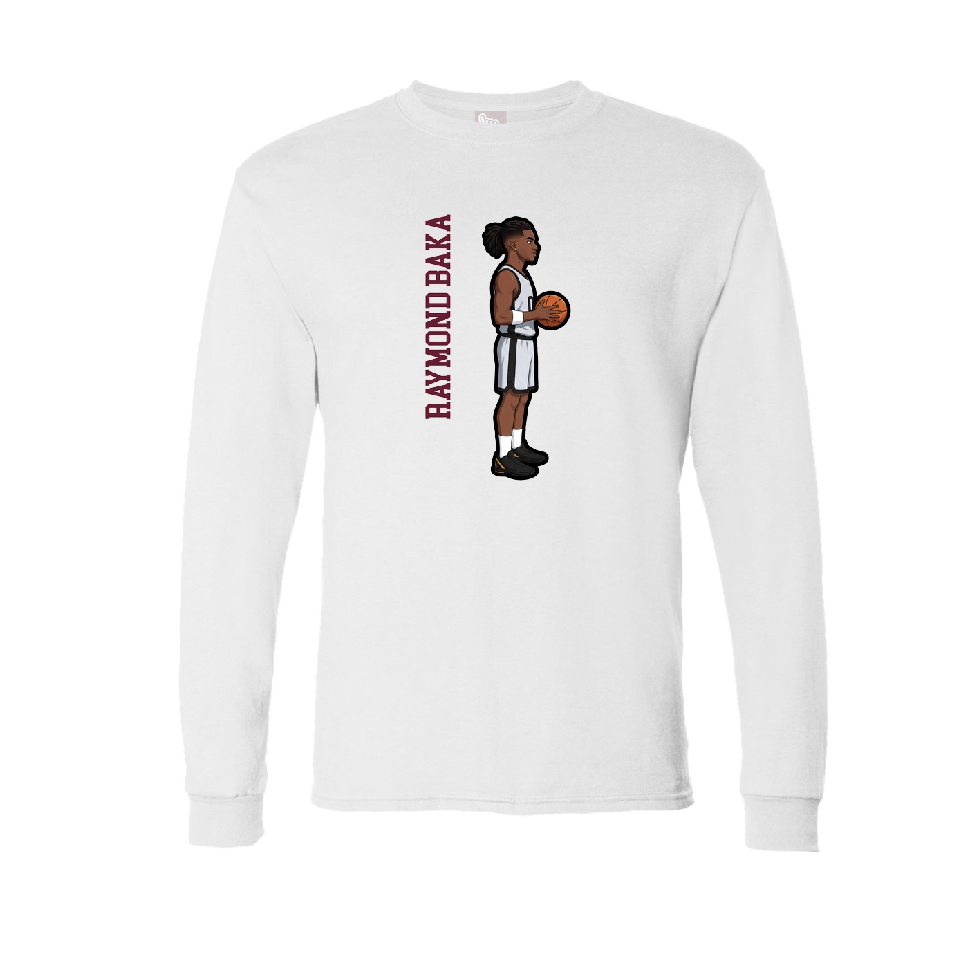 Long Sleeve Tee — Name Vertical in White