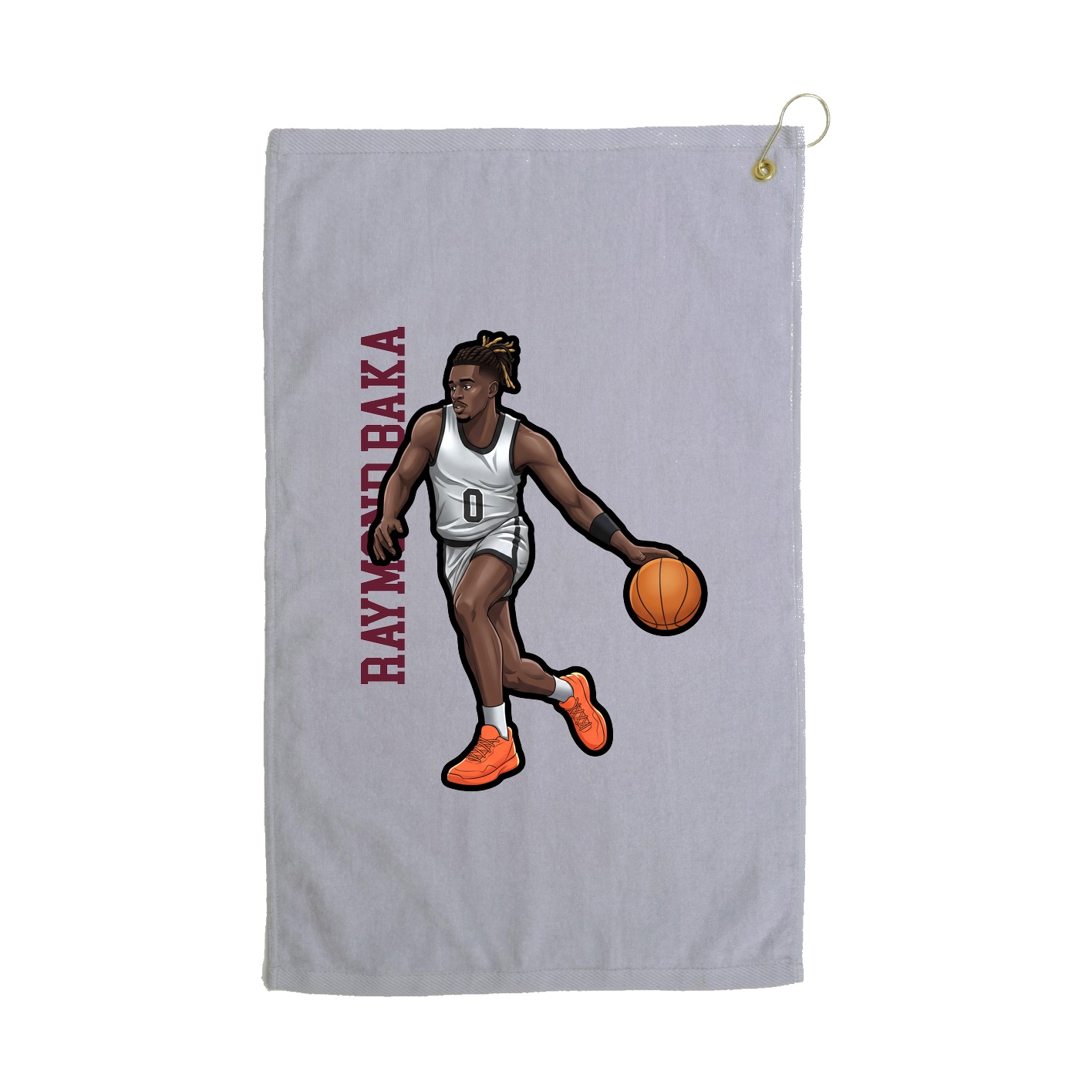 Golf Towel — Name Vertical in Grey