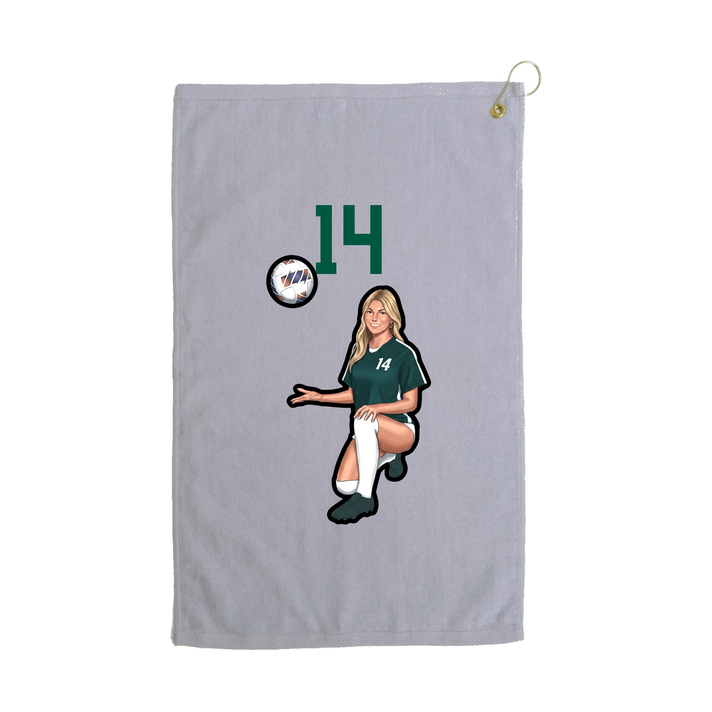 Golf Towel — Number Top in Grey