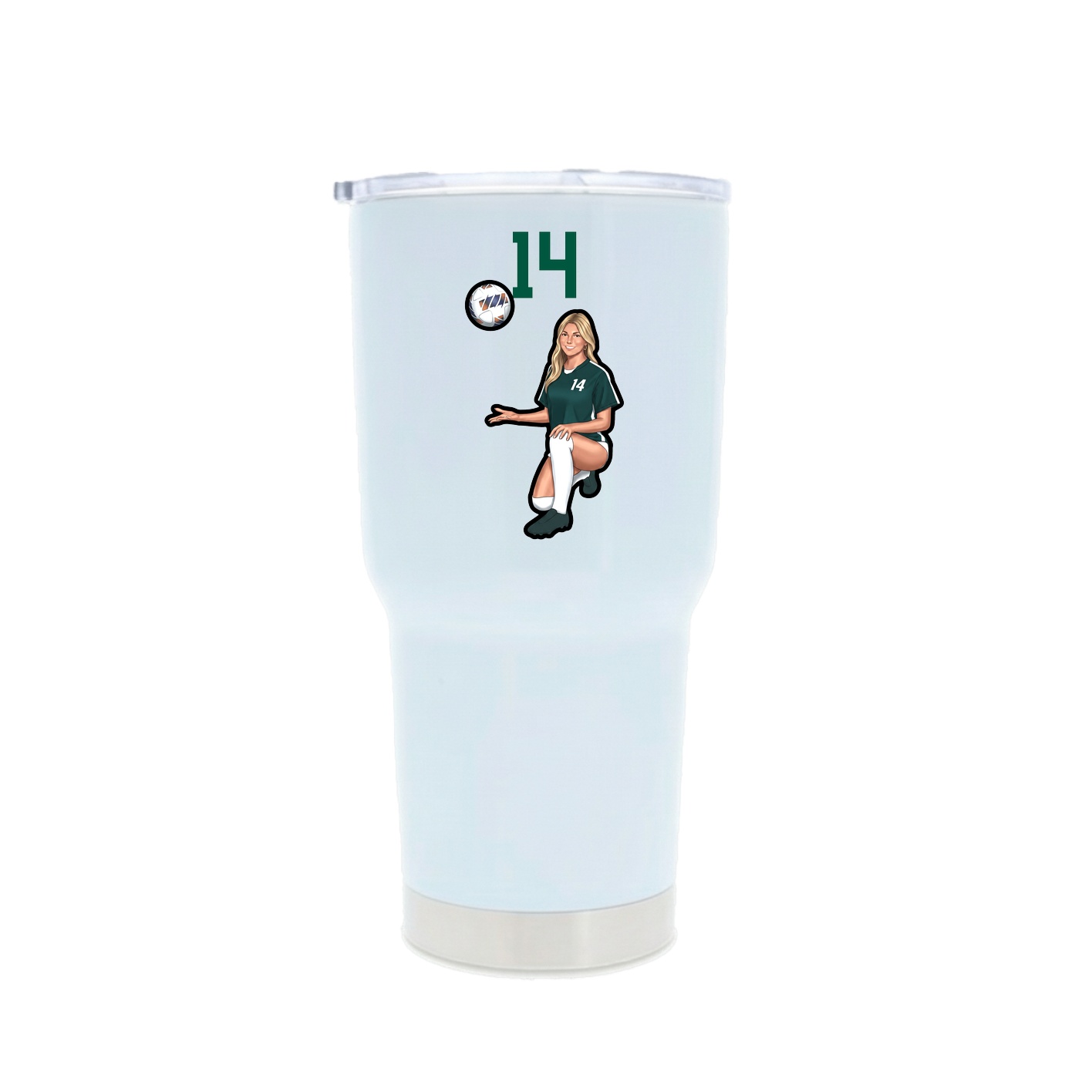 30oz Stainless Steel Tumbler — Number Top in White