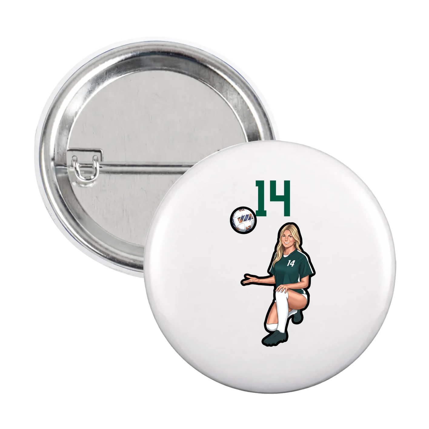 Game Day Button — Number Top in White