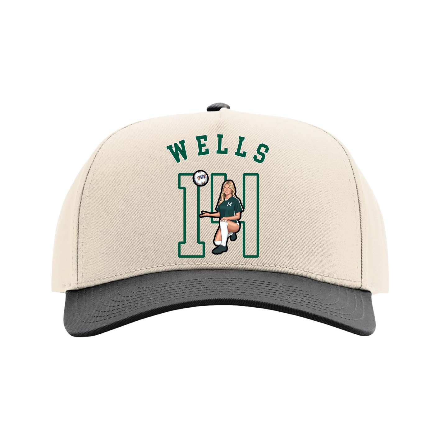 Full Fabric Five-Panel Champ Cap — Shirsey Arch in Cream/Black