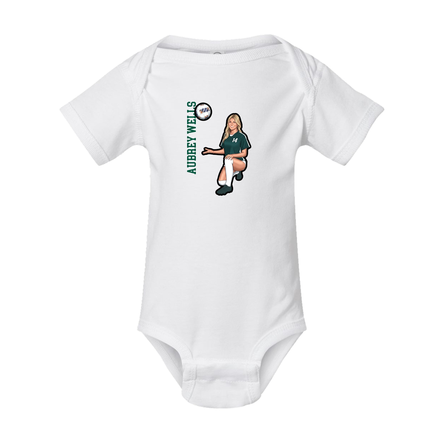 Baby Onesie — Name Vertical in White