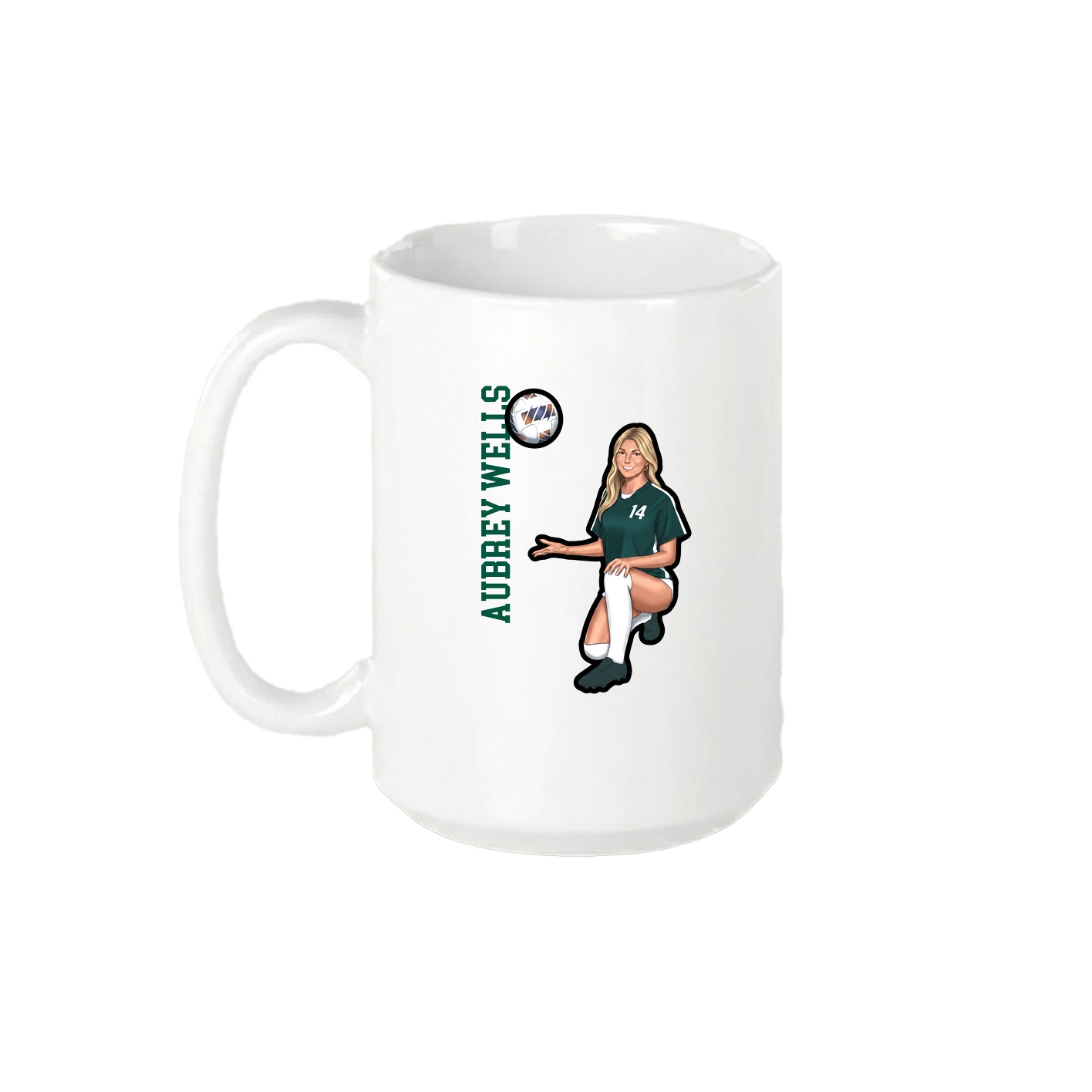 15oz Coffee Mug — Name Vertical in White