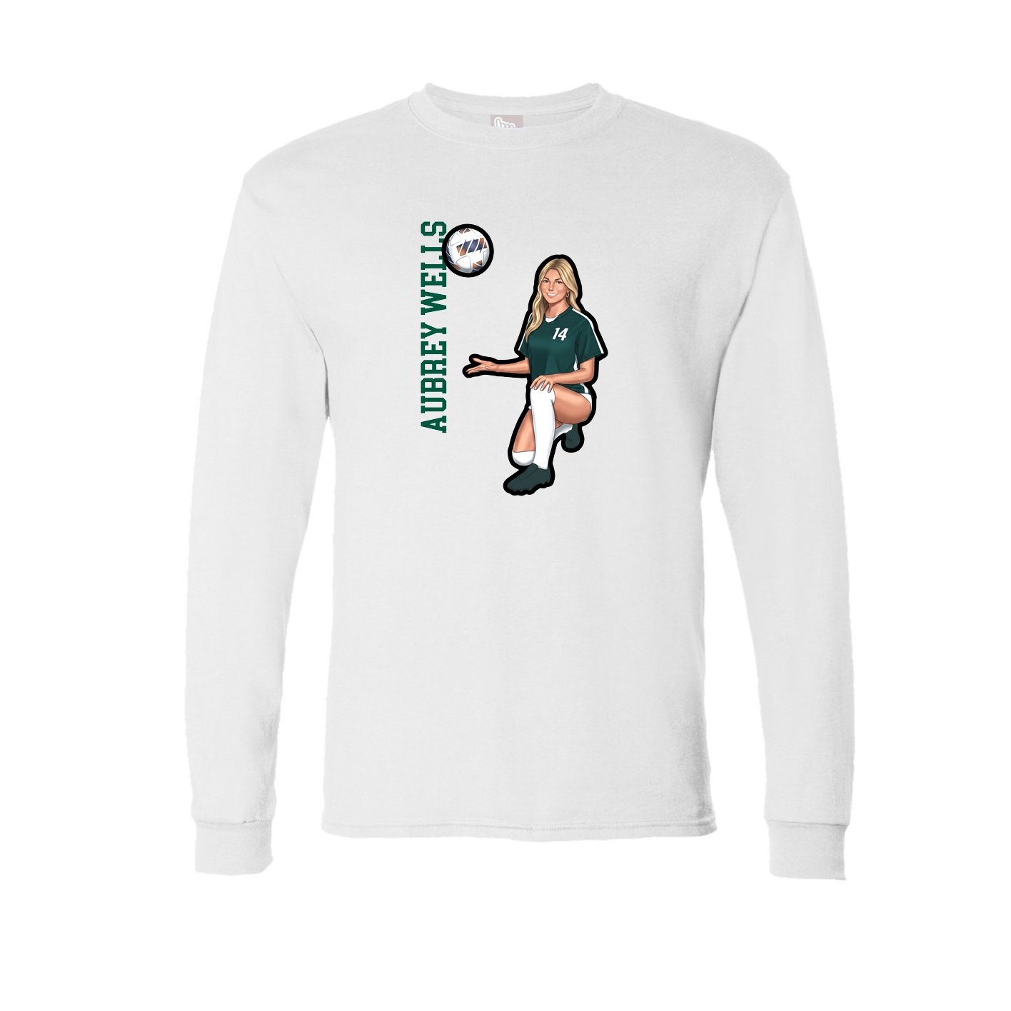 Long Sleeve Tee — Name Vertical in White