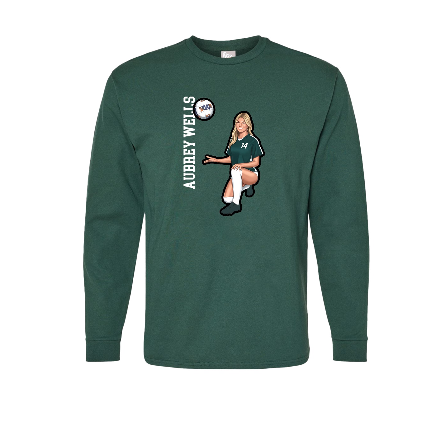 Long Sleeve Tee — Name Vertical in Green