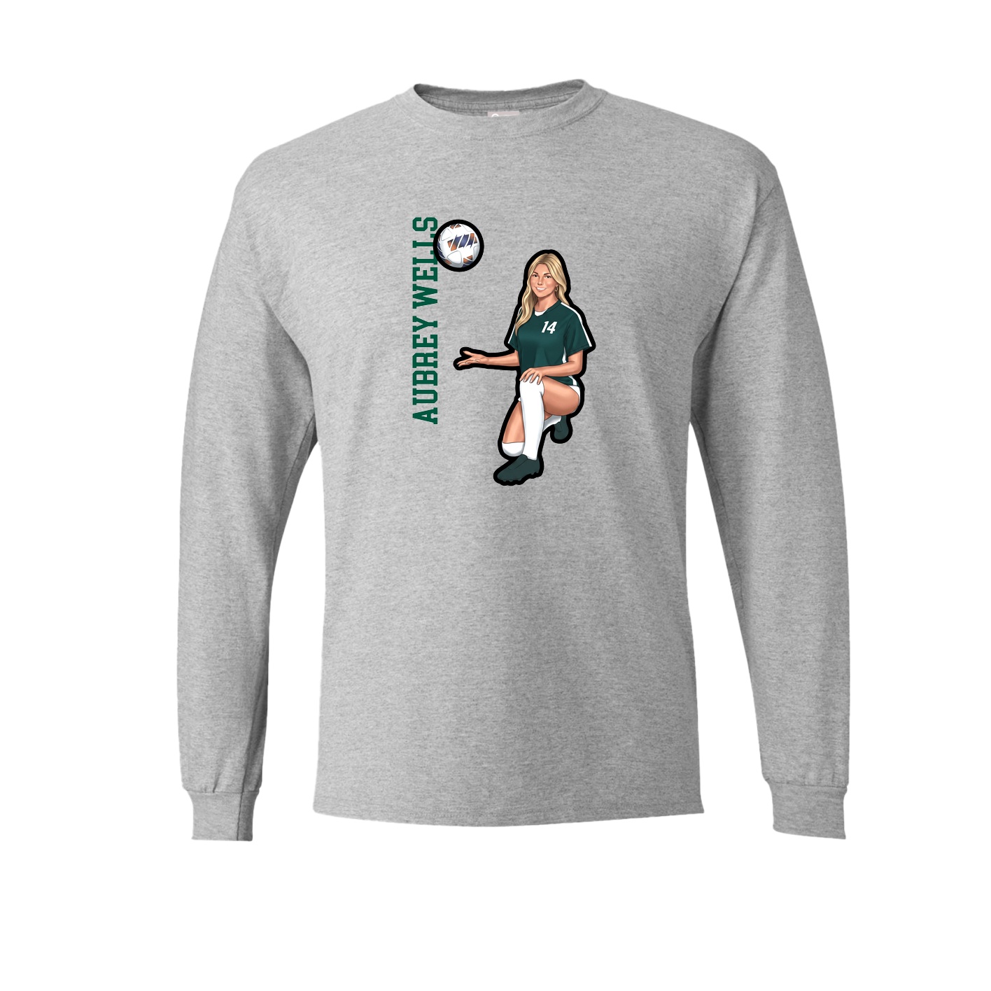 Long Sleeve Tee — Name Vertical in Grey