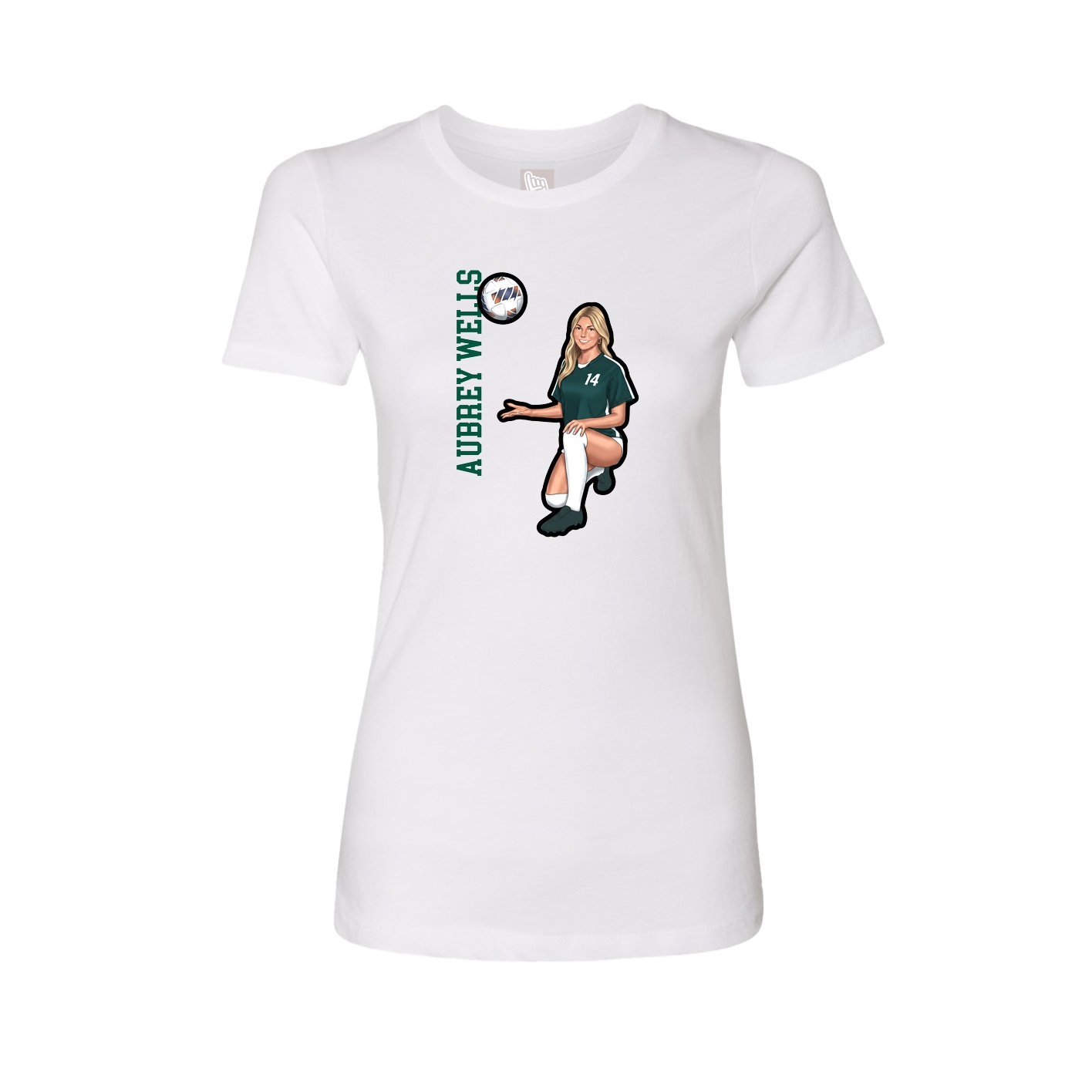 Womens Tee — Name Vertical in White