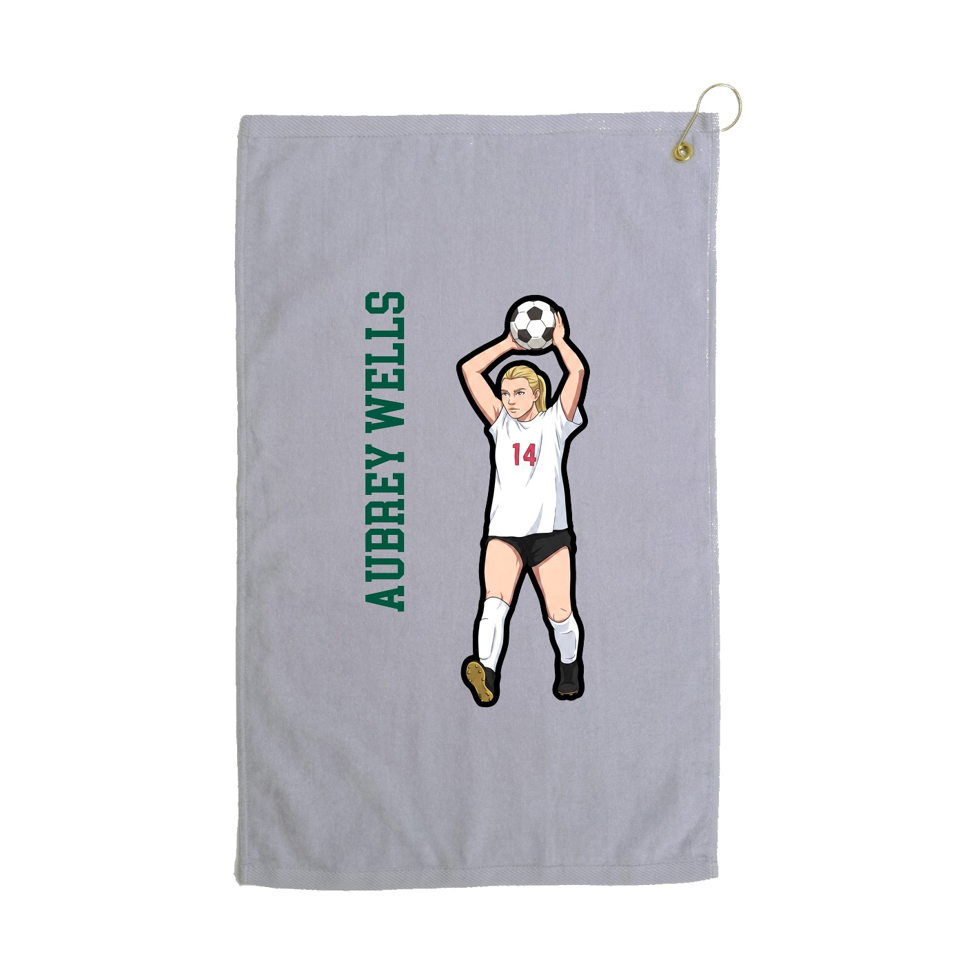 Golf Towel — Name Vertical in Grey