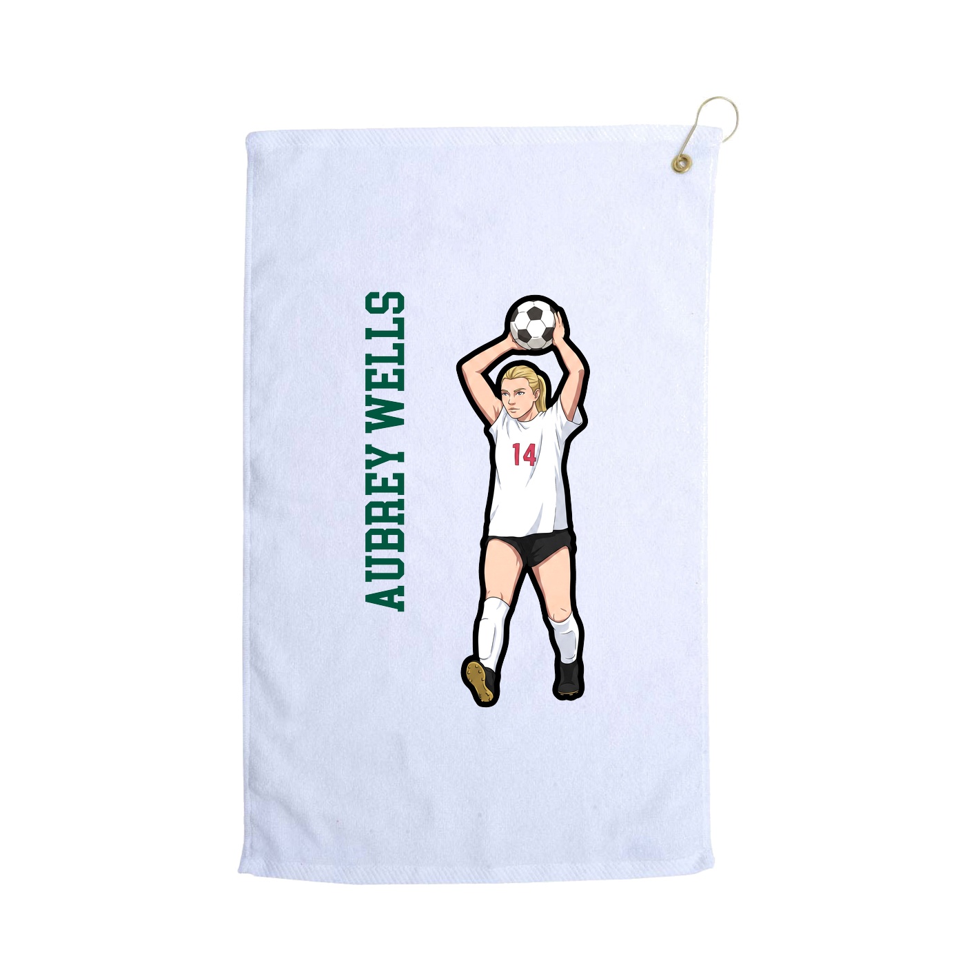 Golf Towel — Name Vertical in White