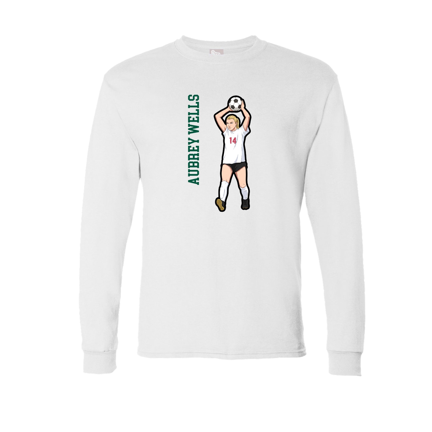 Long Sleeve Tee — Name Vertical in White