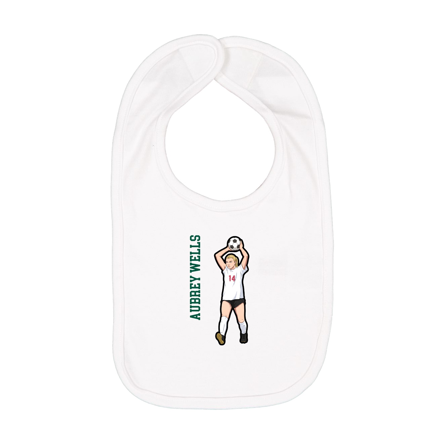 Infant Bib — Name Vertical in White
