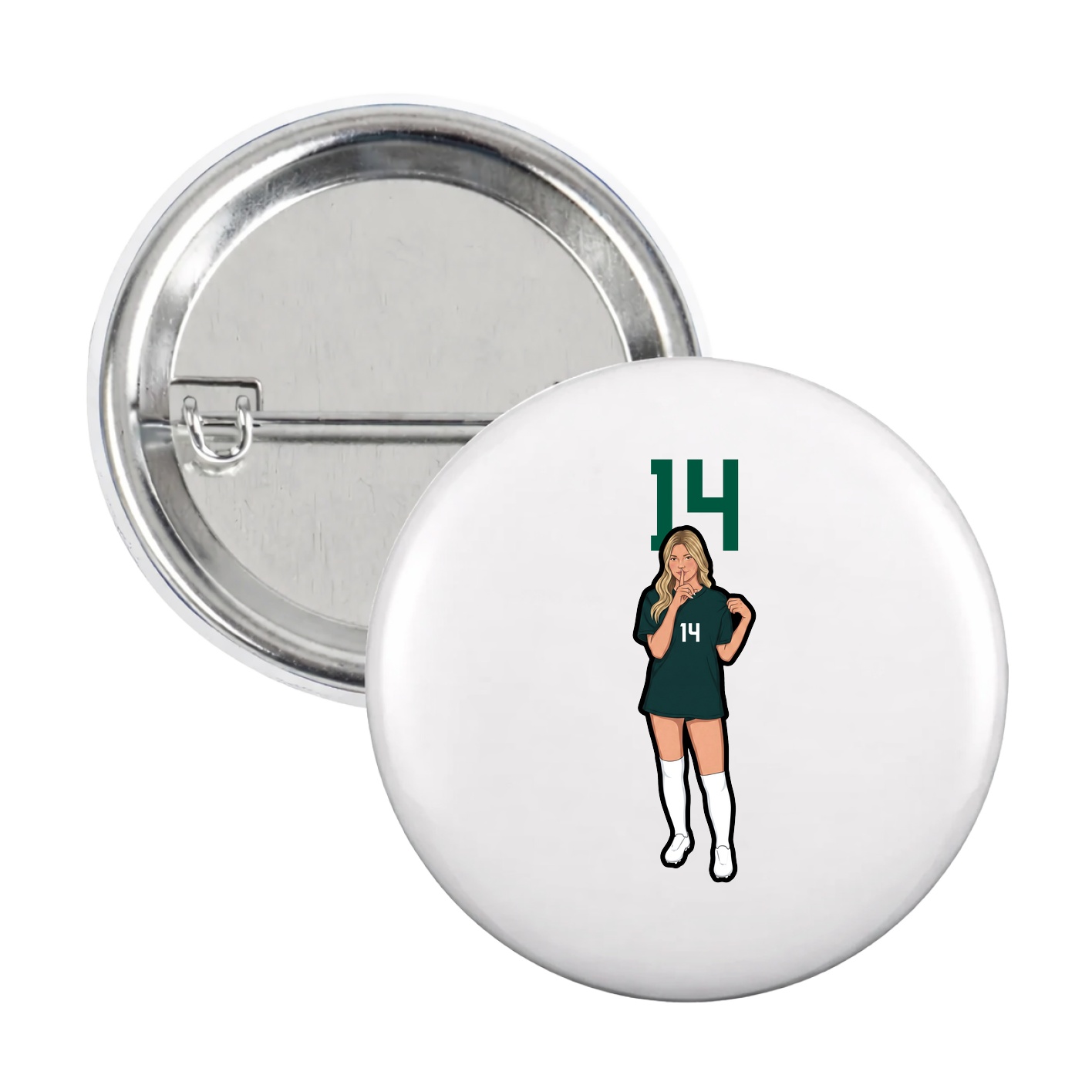 Game Day Button — Number Top in White