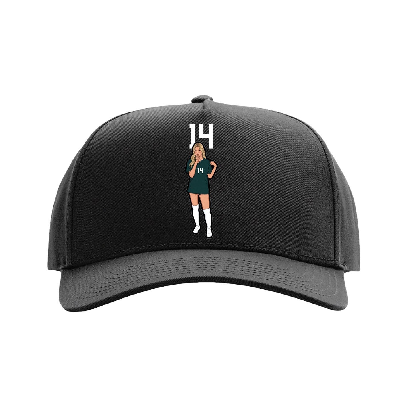 Full Fabric Five-Panel Champ Cap — Number Top in Black