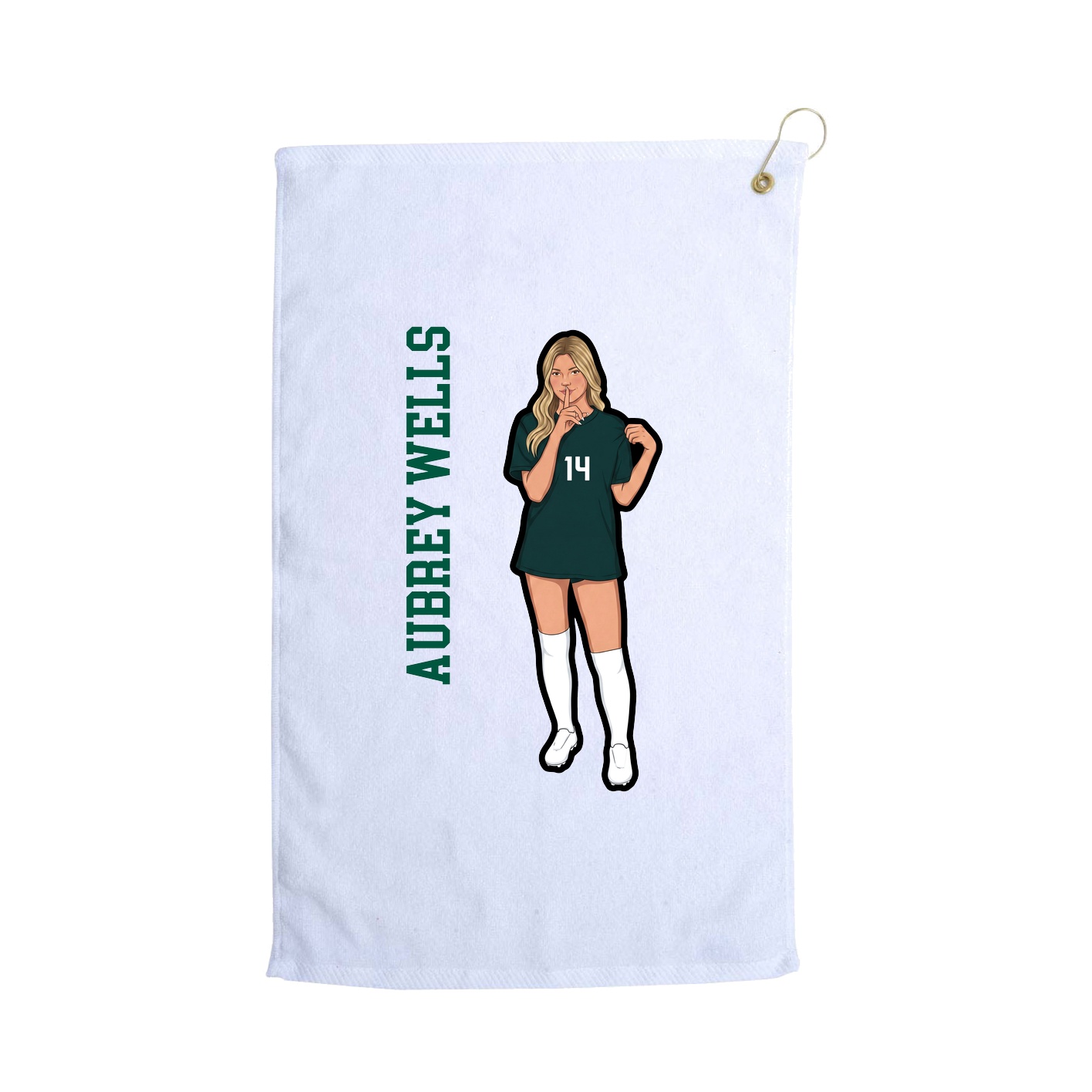 Golf Towel — Name Vertical in White
