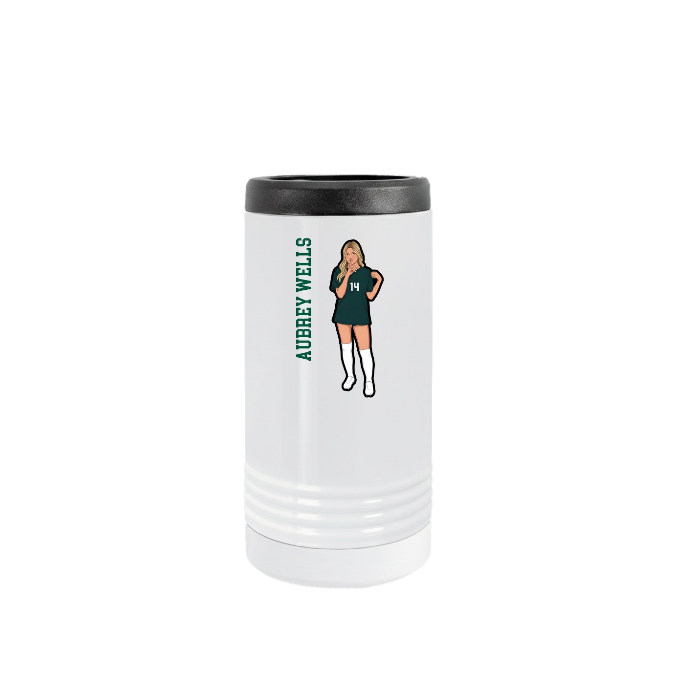 Slim Beverage Holder — Name Vertical in White