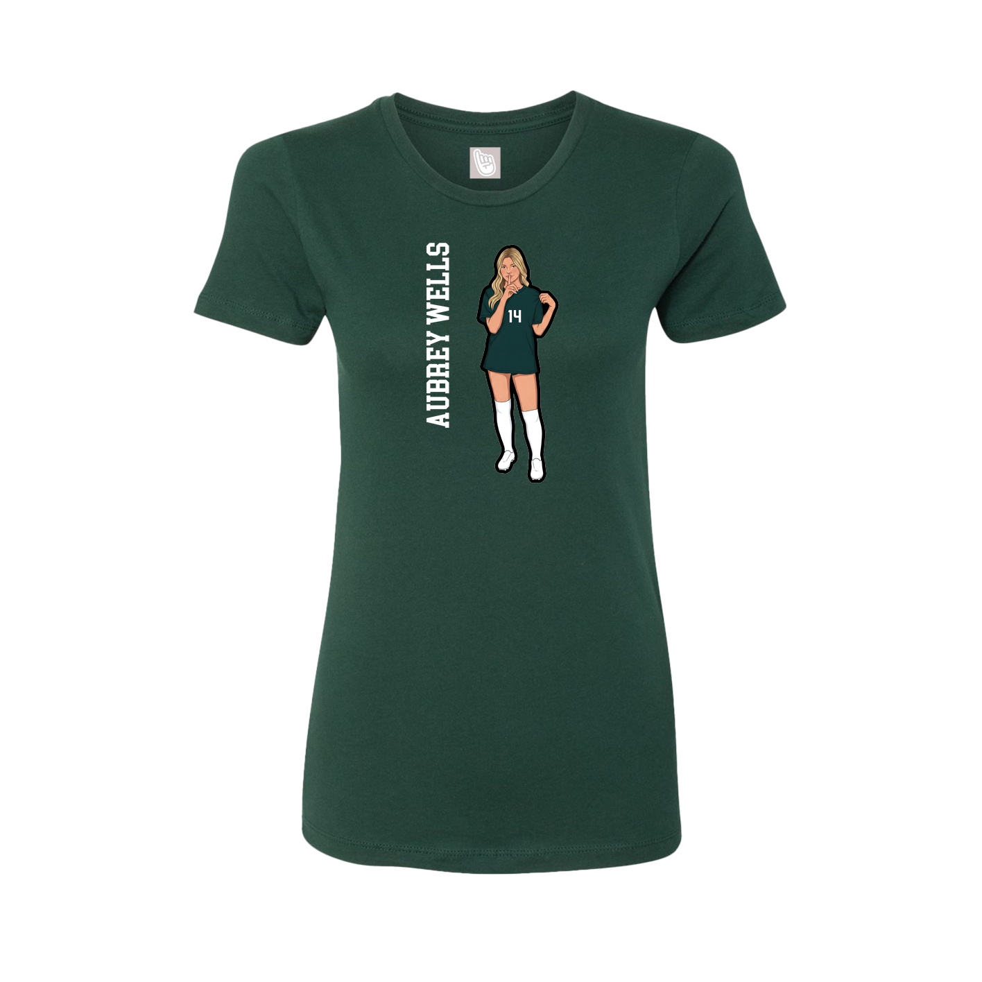 Womens Tee — Name Vertical in Green