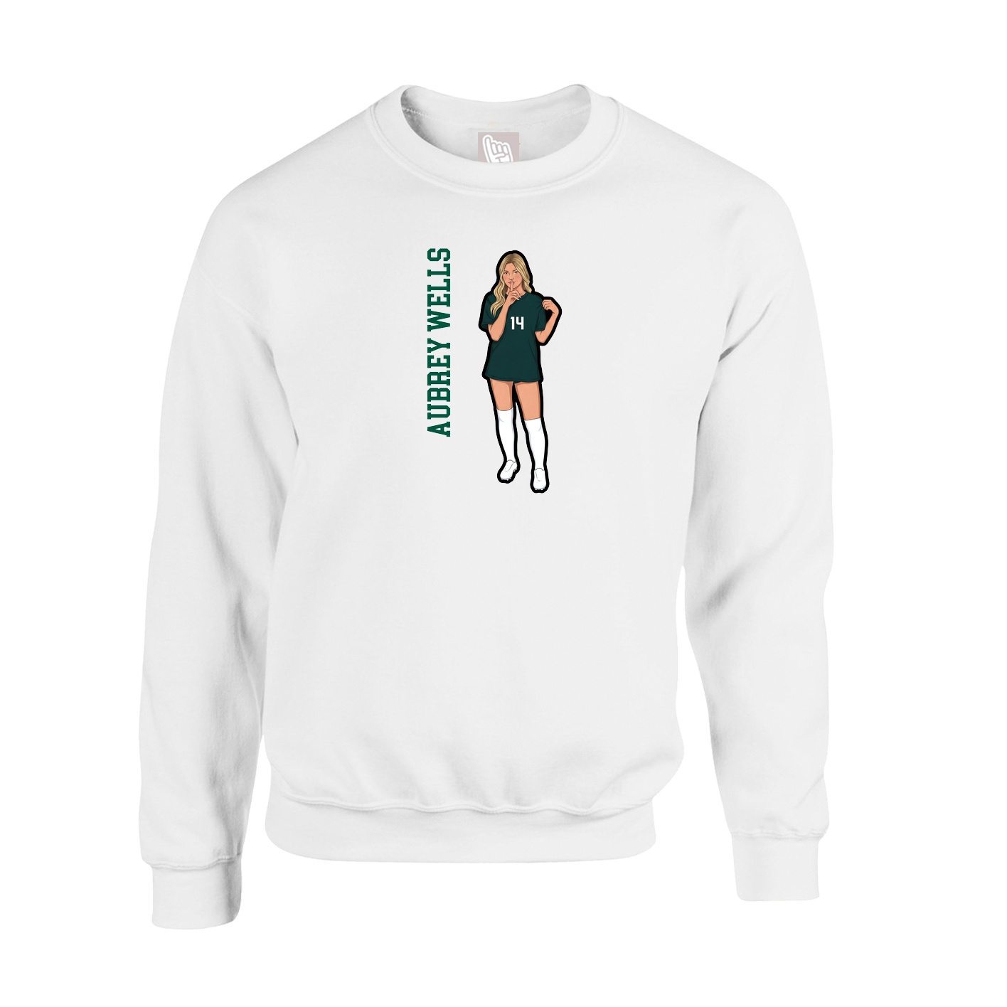 Fleece Crew — Name Vertical in White