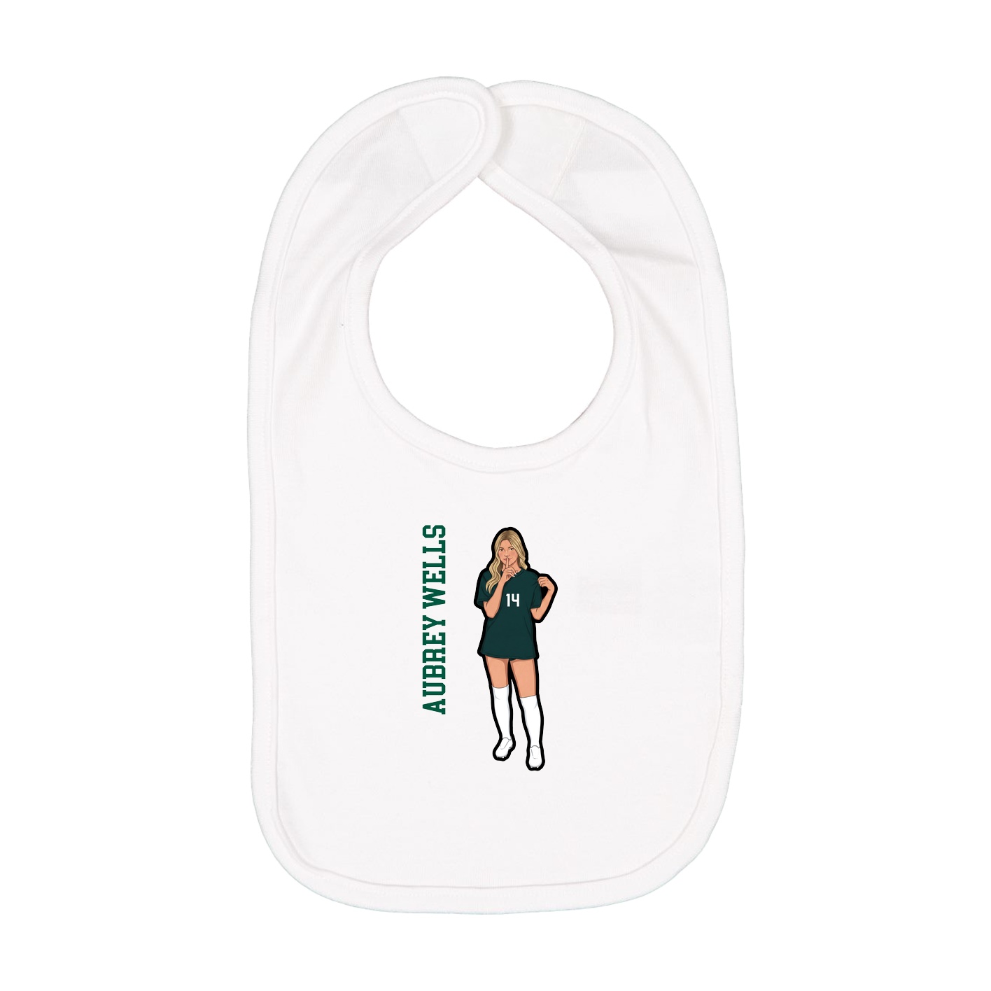 Infant Bib — Name Vertical in White
