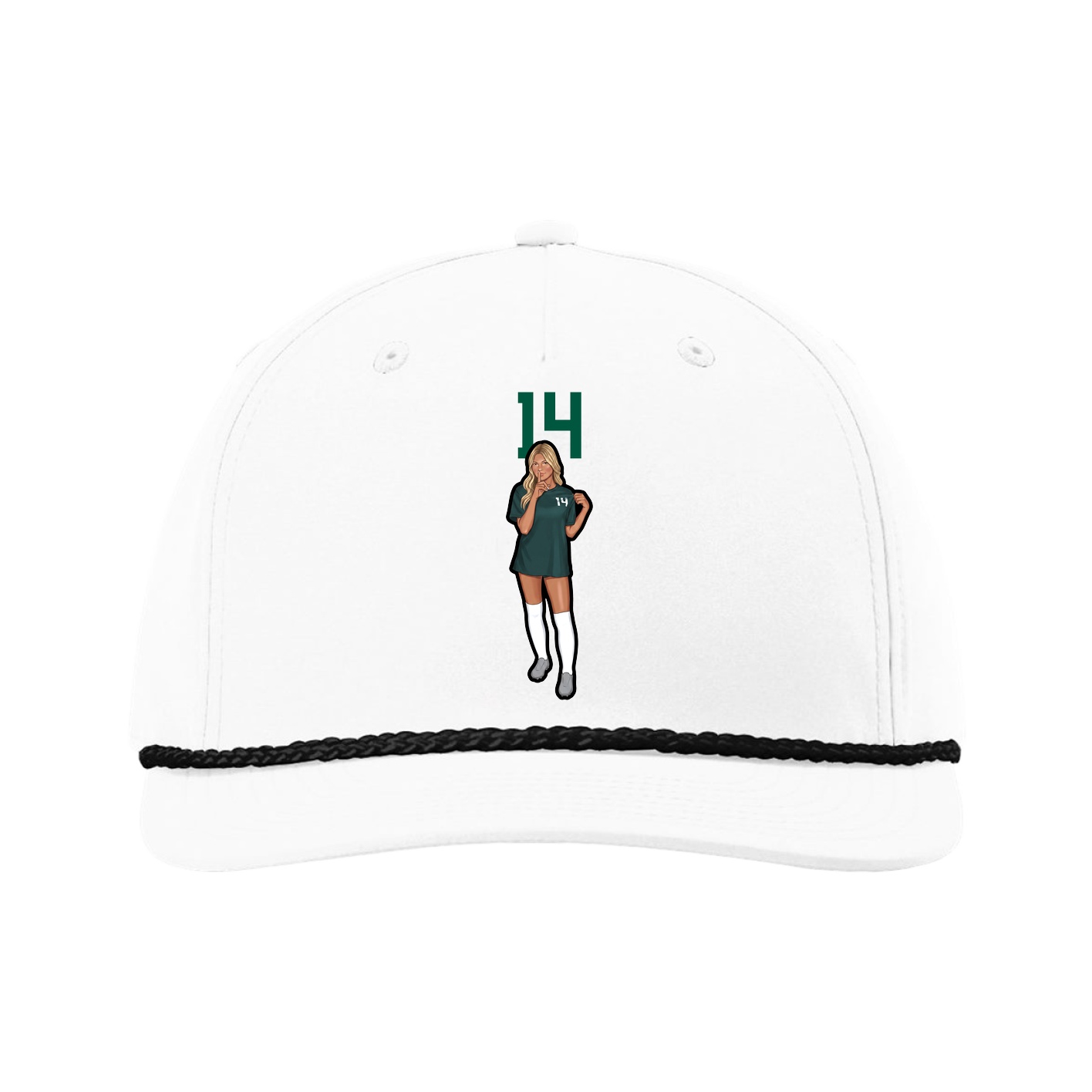 Five-Panel Classic Rope Cap — Number Top in White