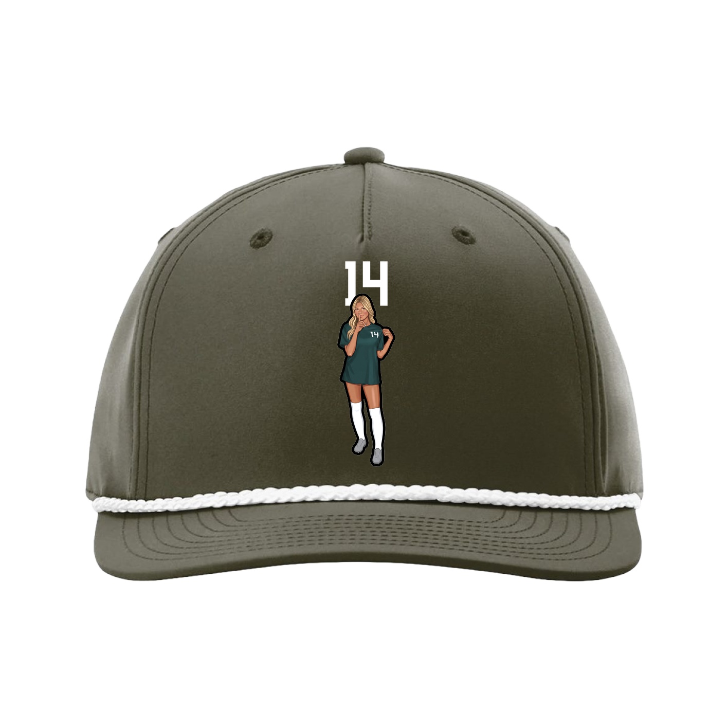 Five-Panel Classic Rope Cap — Number Top in Green