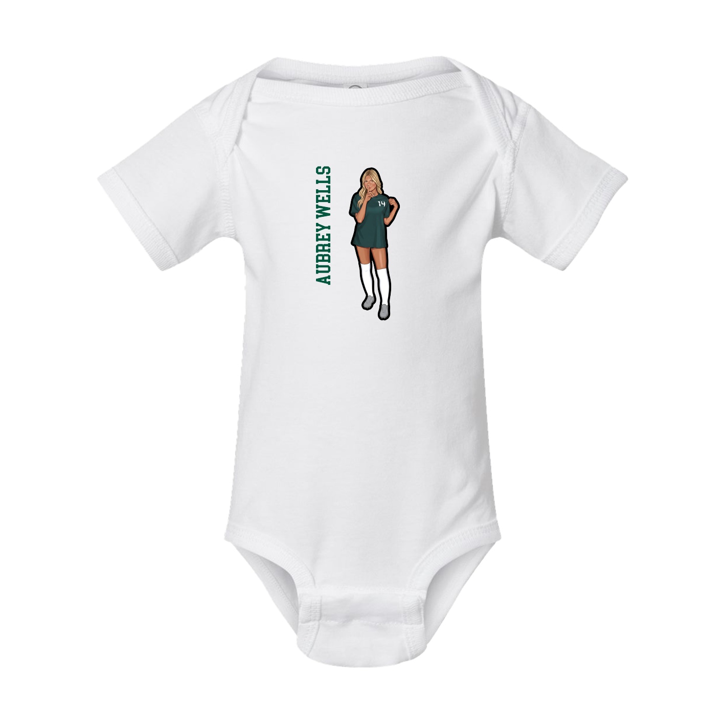 Baby Onesie — Name Vertical in White