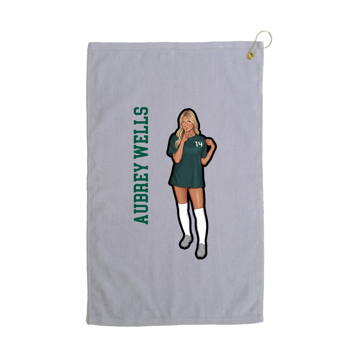Golf Towel — Name Vertical in Grey