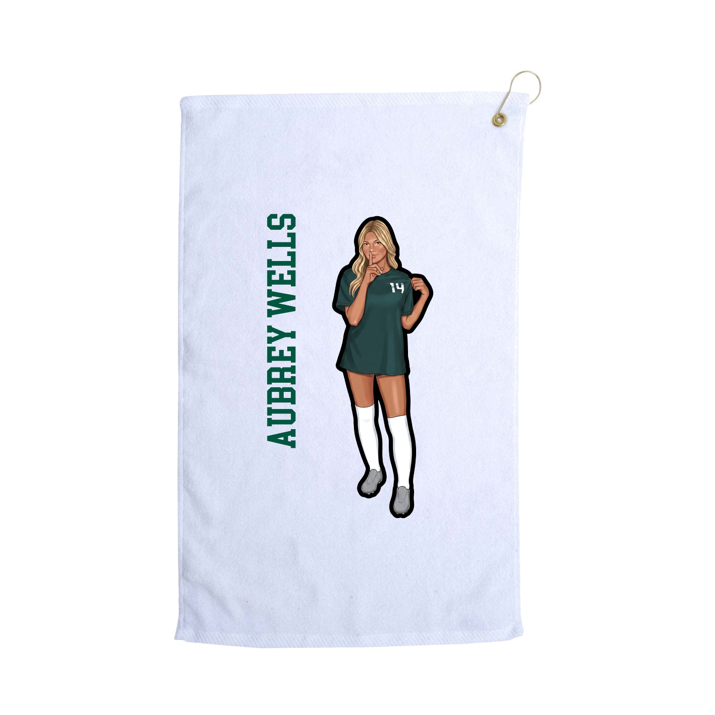 Golf Towel — Name Vertical in White