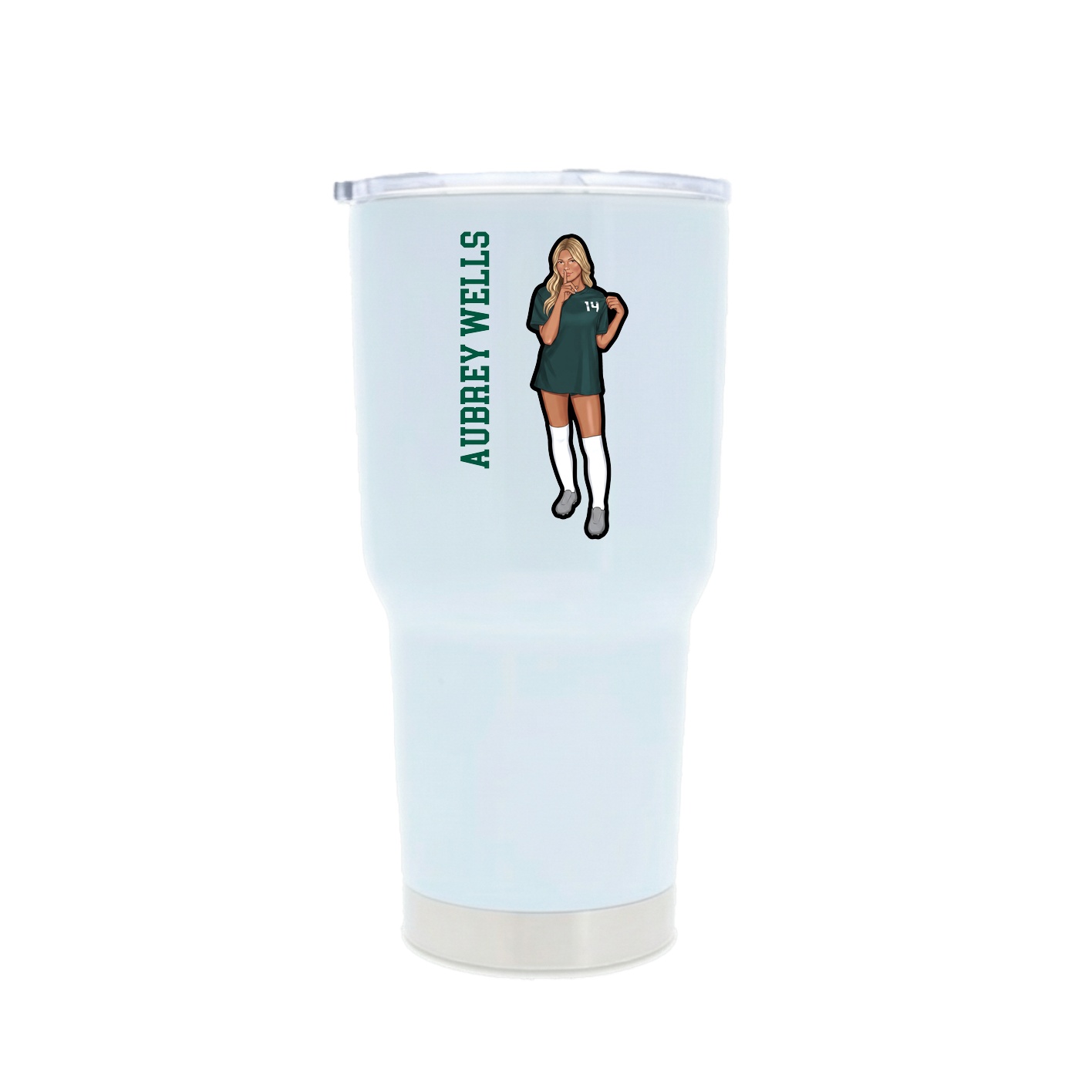 30oz Stainless Steel Tumbler — Name Vertical in White