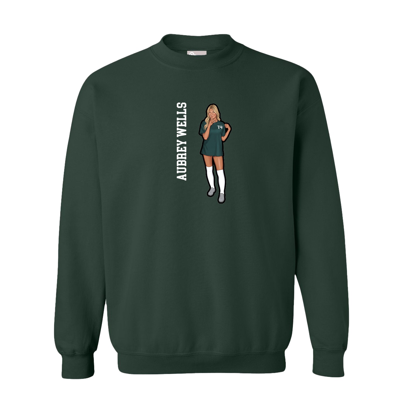 Fleece Crew — Name Vertical in Green