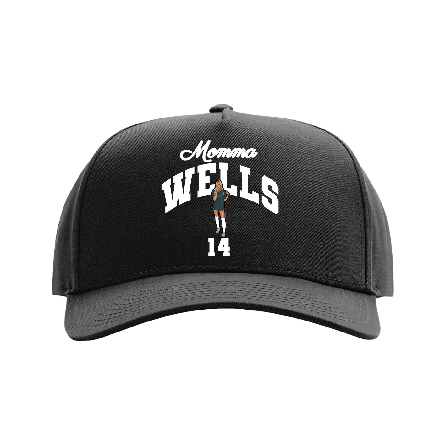 Full Fabric Five-Panel Champ Cap — Mothers Day Arch in Black