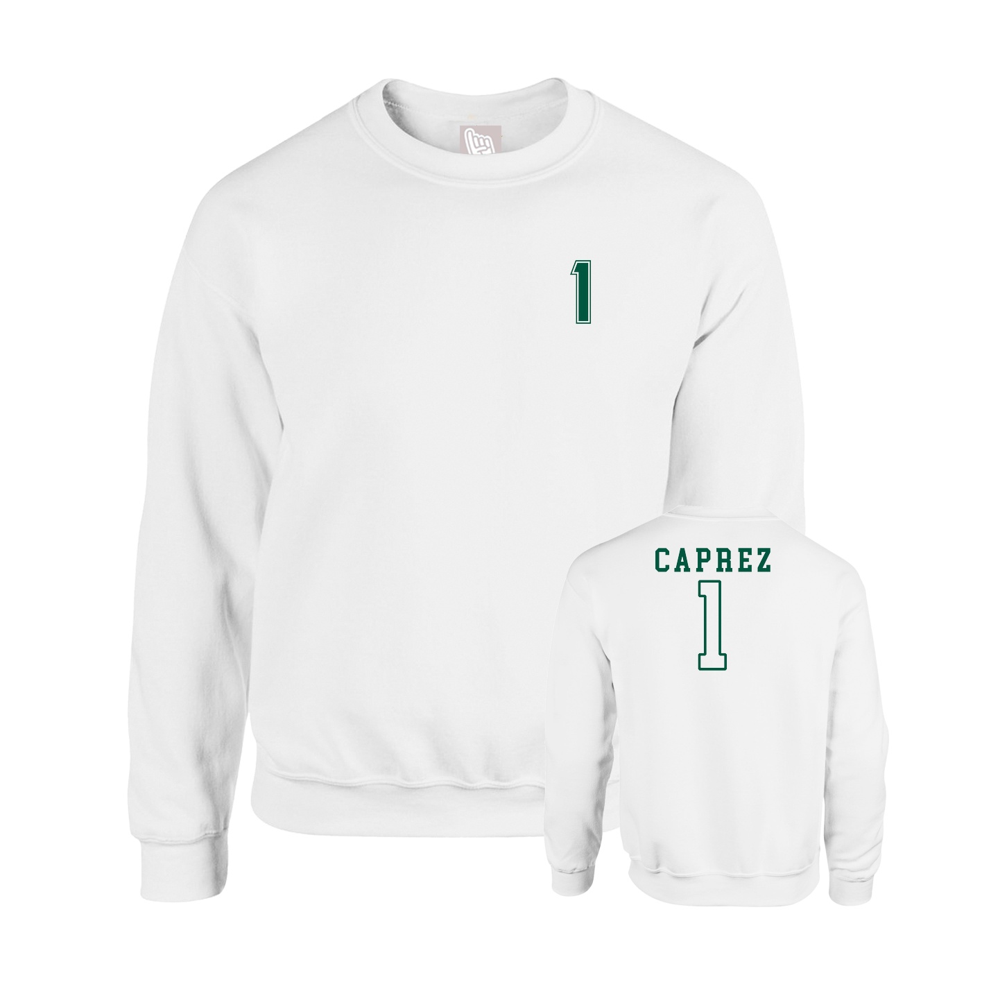 Fleece Crew — Chest Back in White