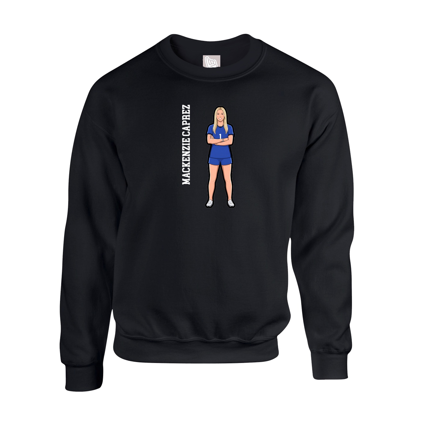 Fleece Crew — Name Vertical in Black